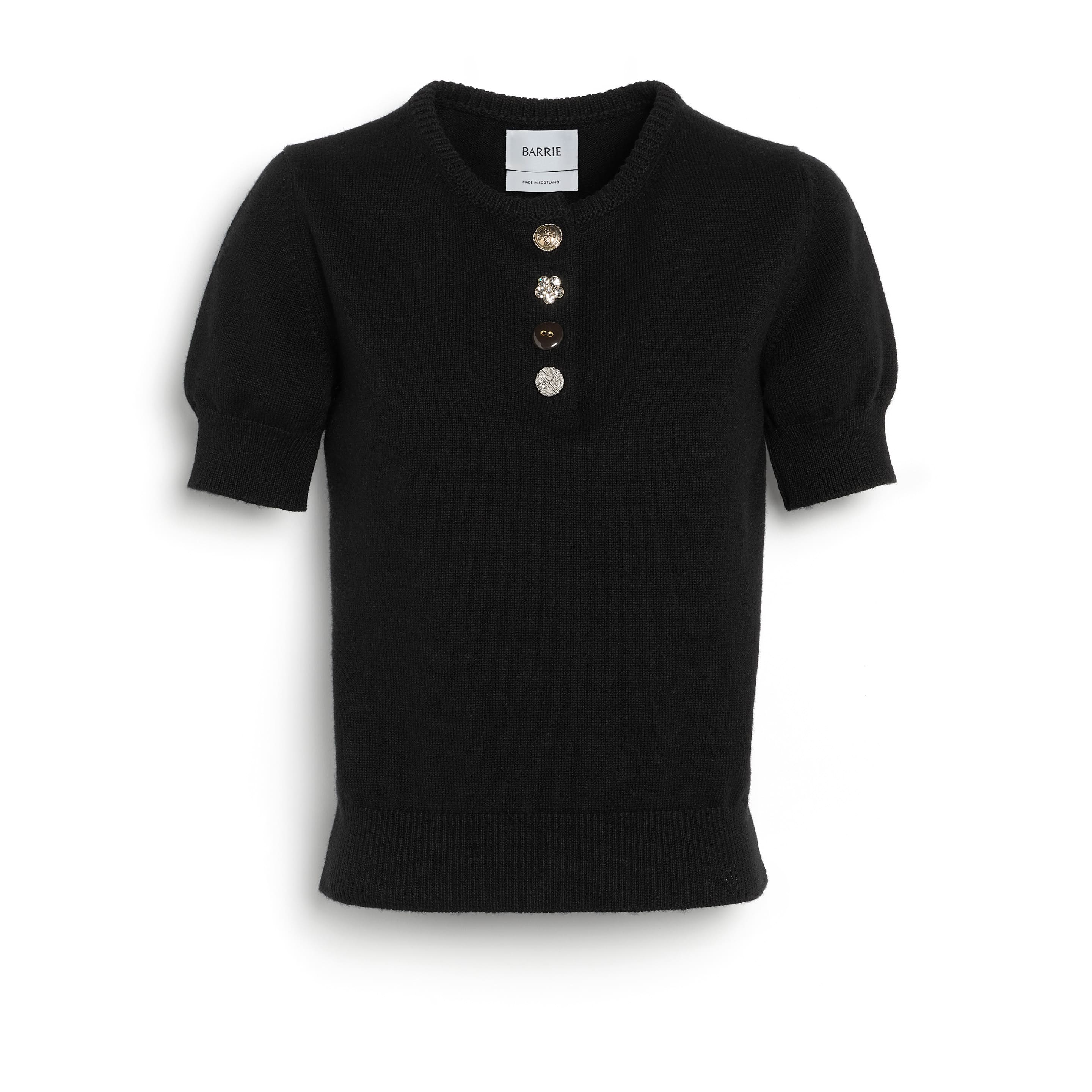 Top en coton et cachemire à boutons bijoux