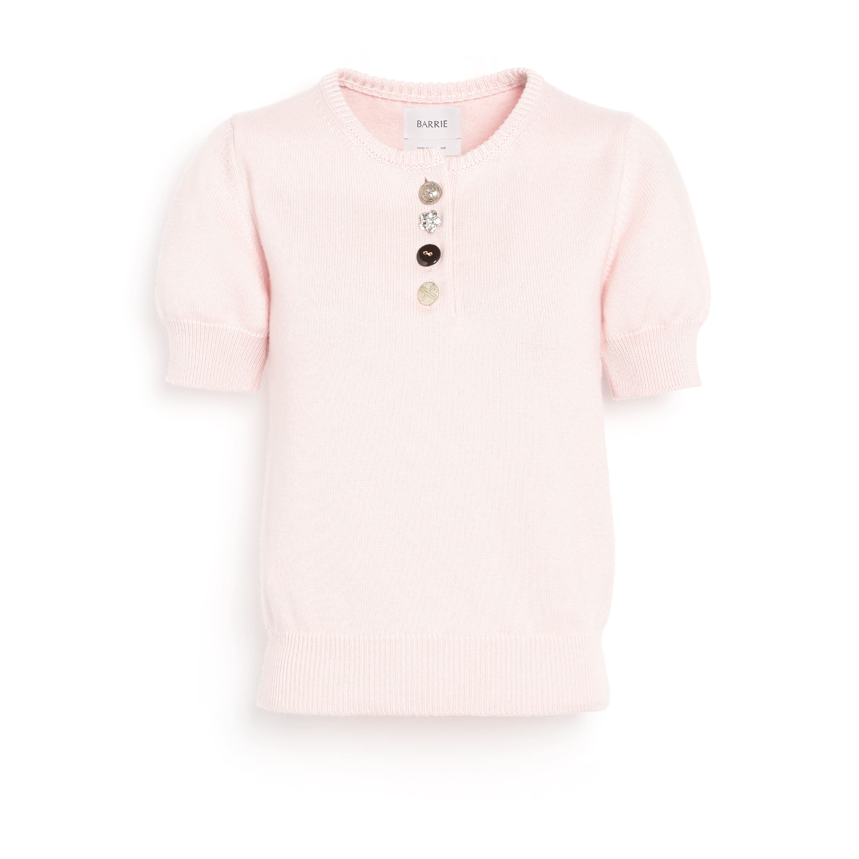 Top en coton et cachemire à boutons bijoux