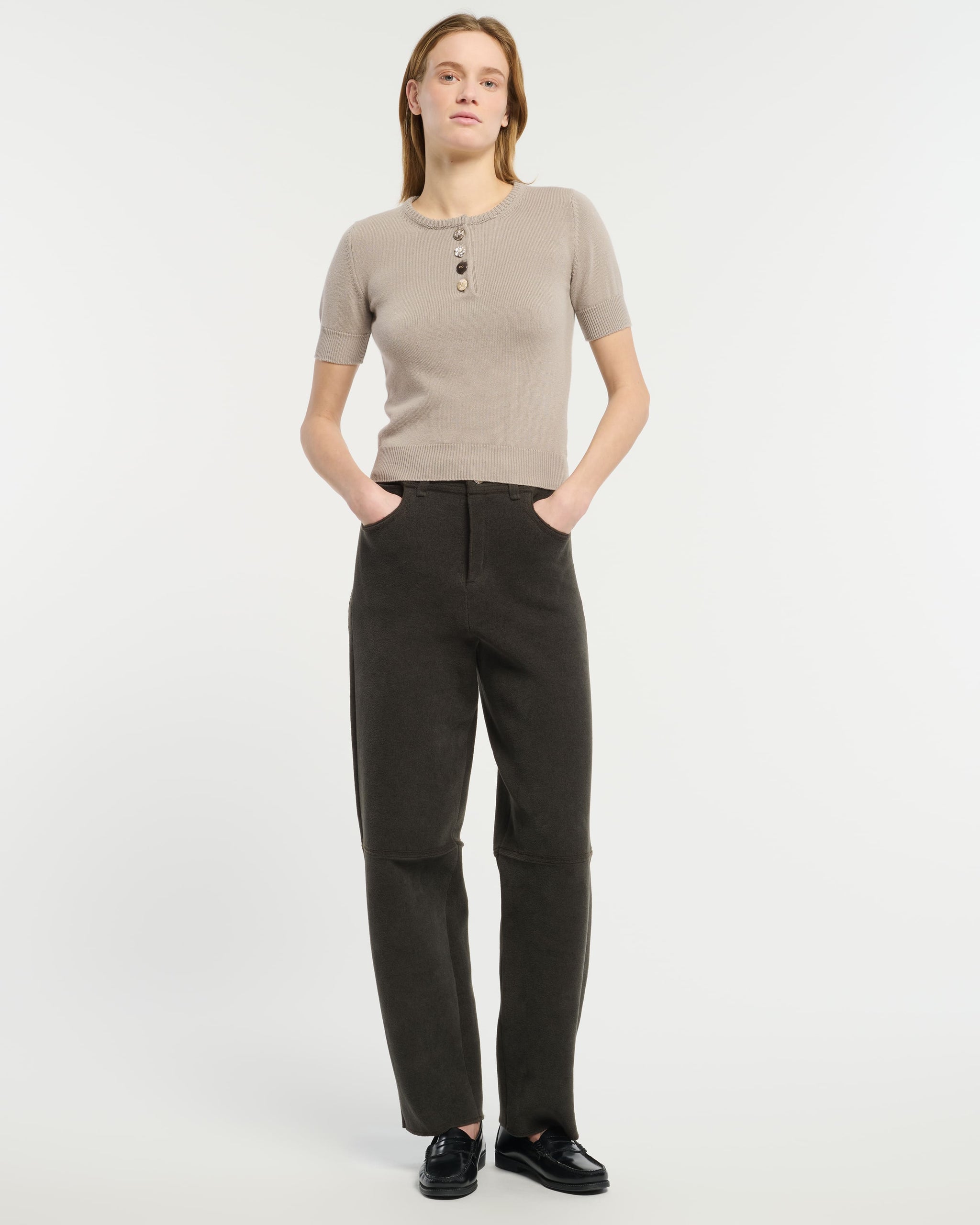 Top en coton et cachemire à boutons bijoux | Barrie - Barrie