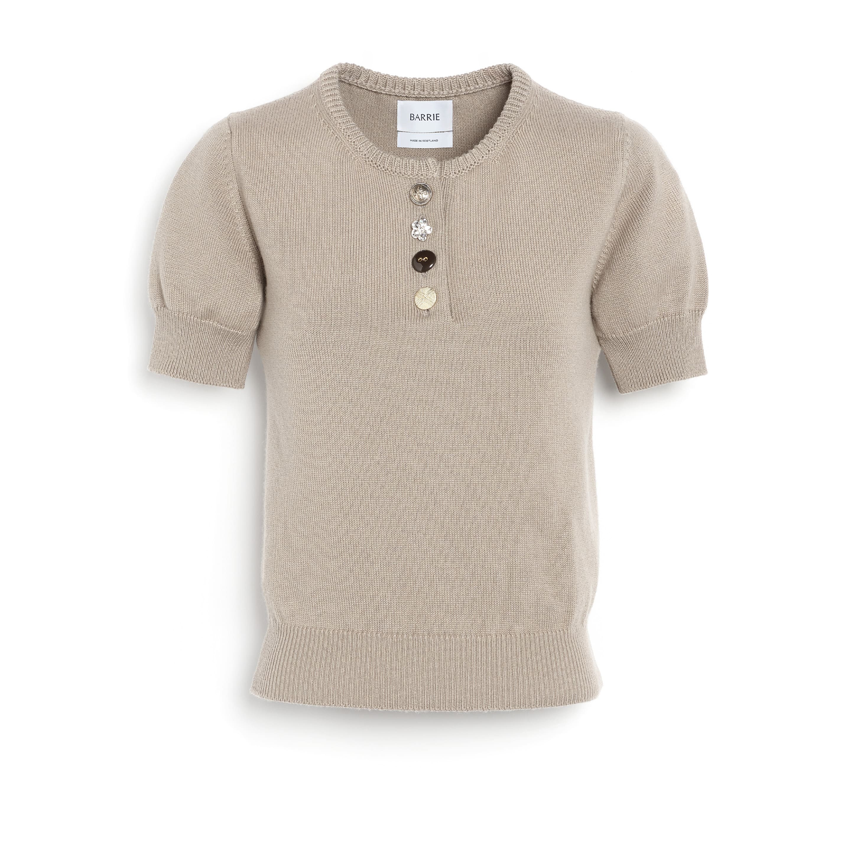 Top en coton et cachemire à boutons bijoux