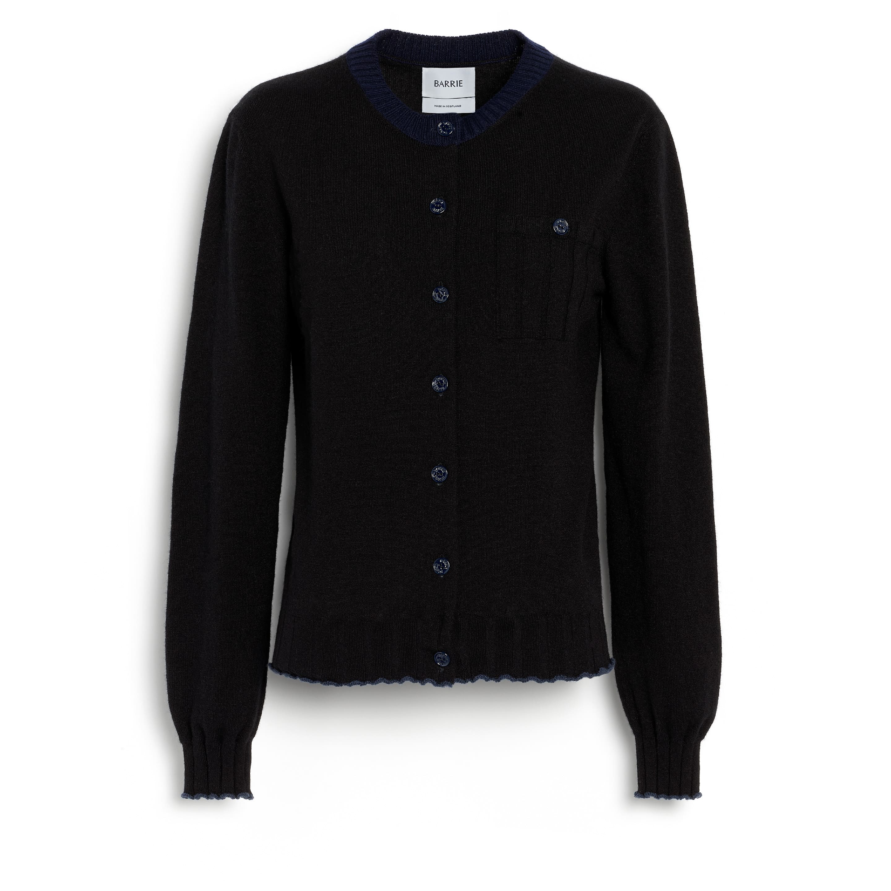 골지 디테일 가벼운 캐시미어 및 코튼 카디건