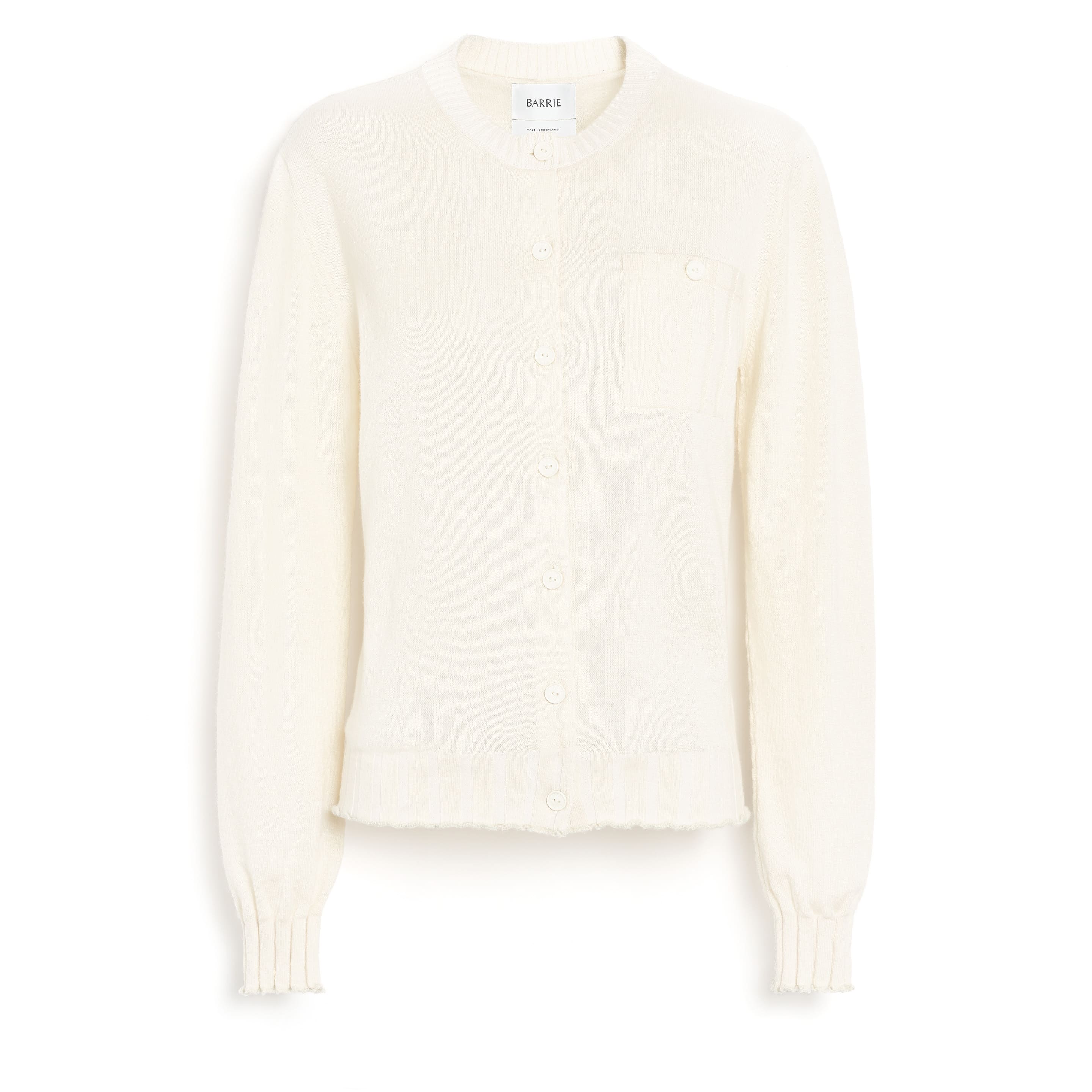 골지 디테일 가벼운 캐시미어 및 코튼 카디건