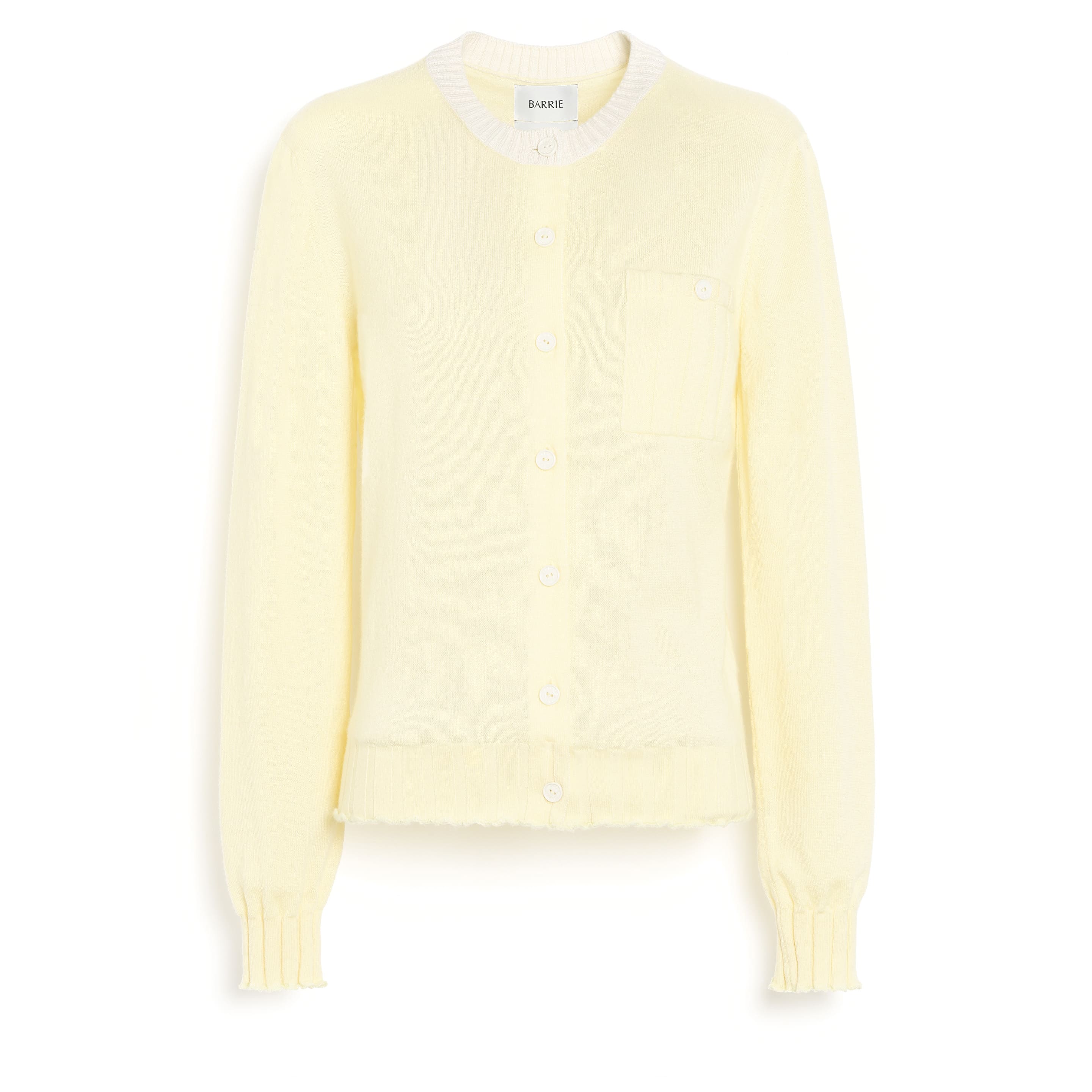 Cardigan léger en cachemire et coton à détails côtelés