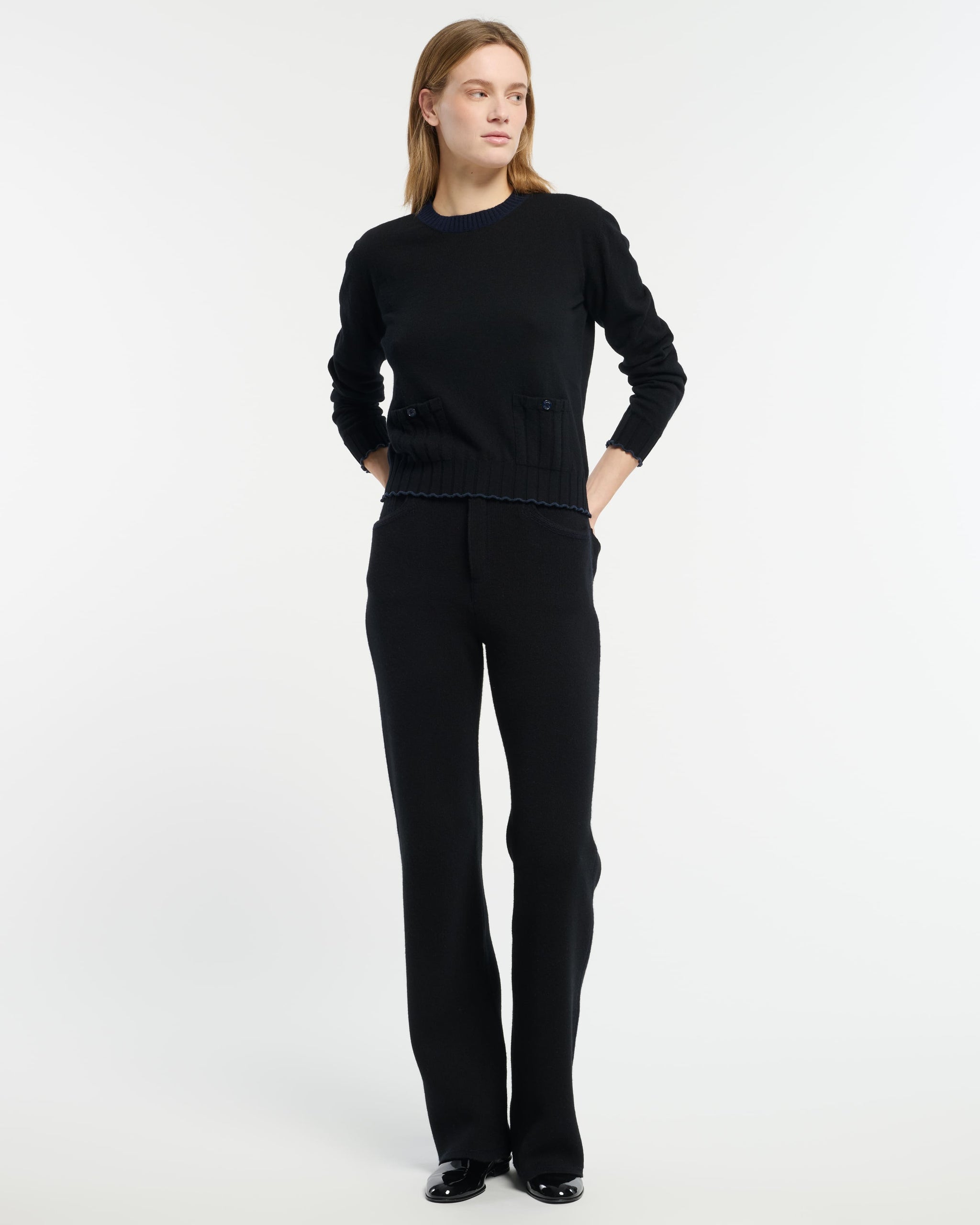 Pull léger en cachemire et coton à détails côtelés | Barrie - Barrie