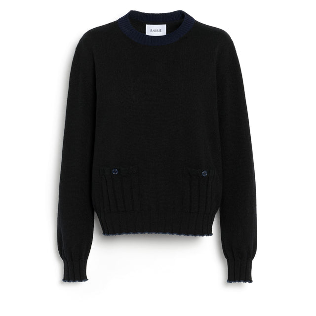 Lightweight cashmere and cotton sweater with ribbed detailing | Barrie - Barrie