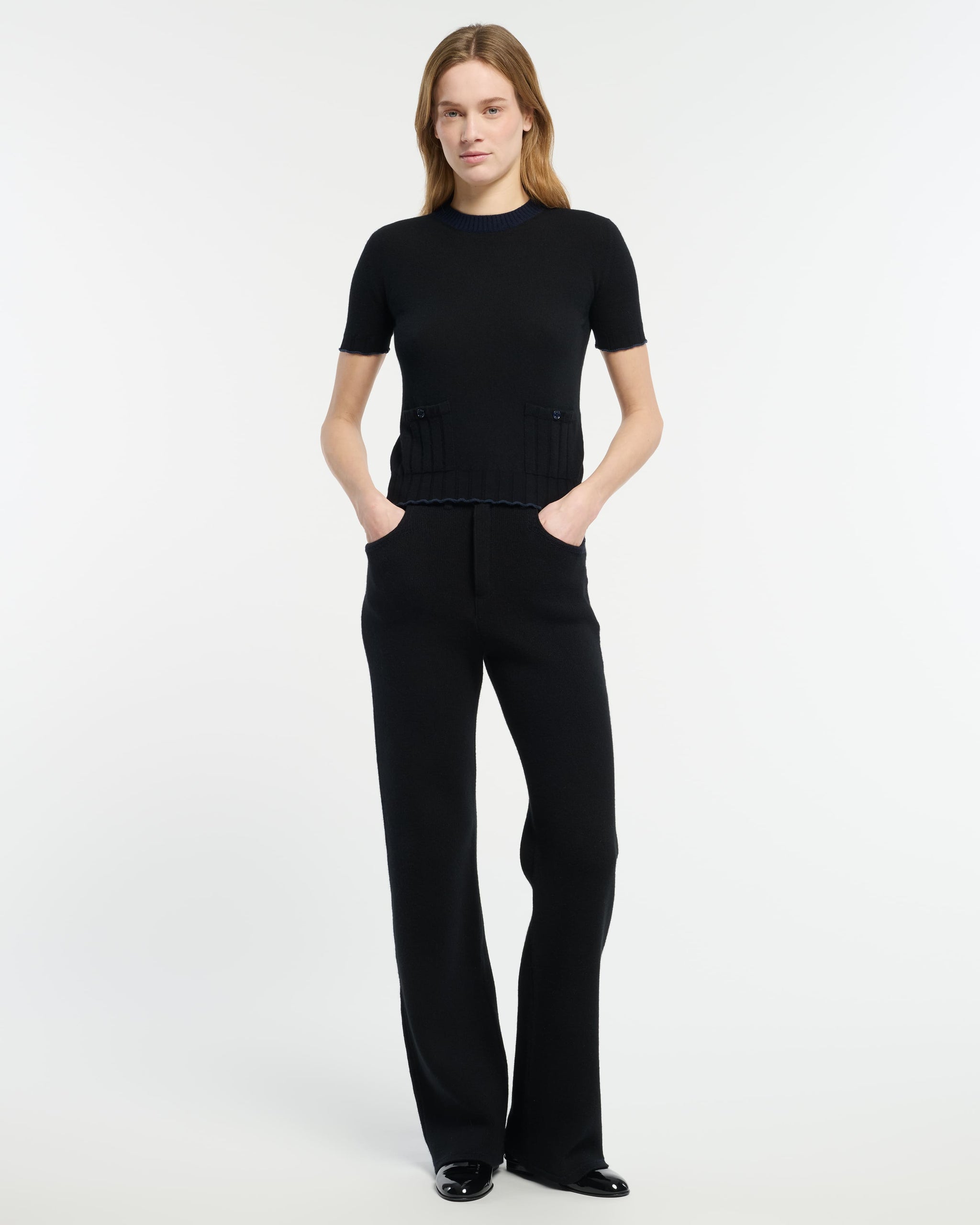 Top léger en cachemire et coton à détails côtelés | Barrie - Barrie