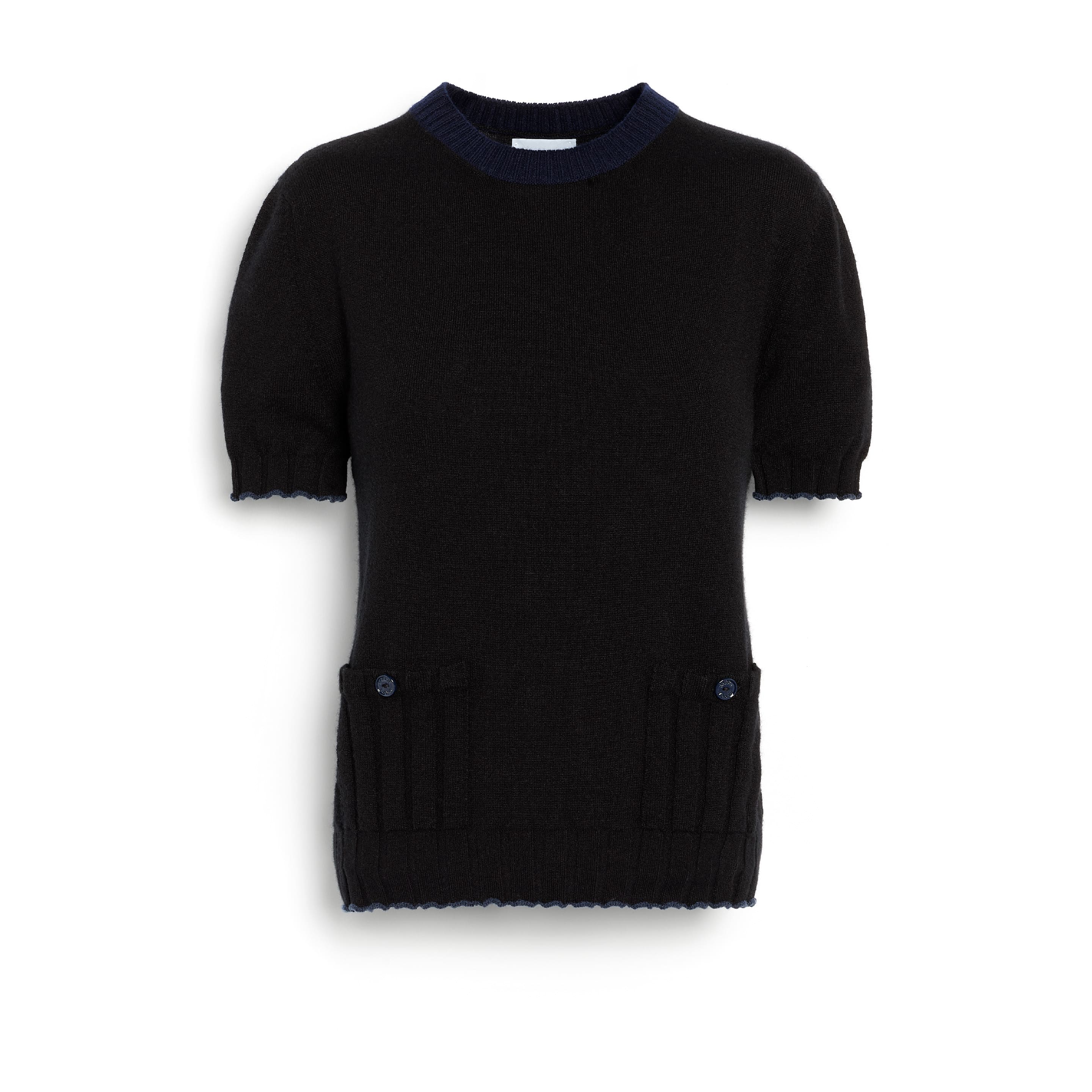 Top léger en cachemire et coton à détails côtelés