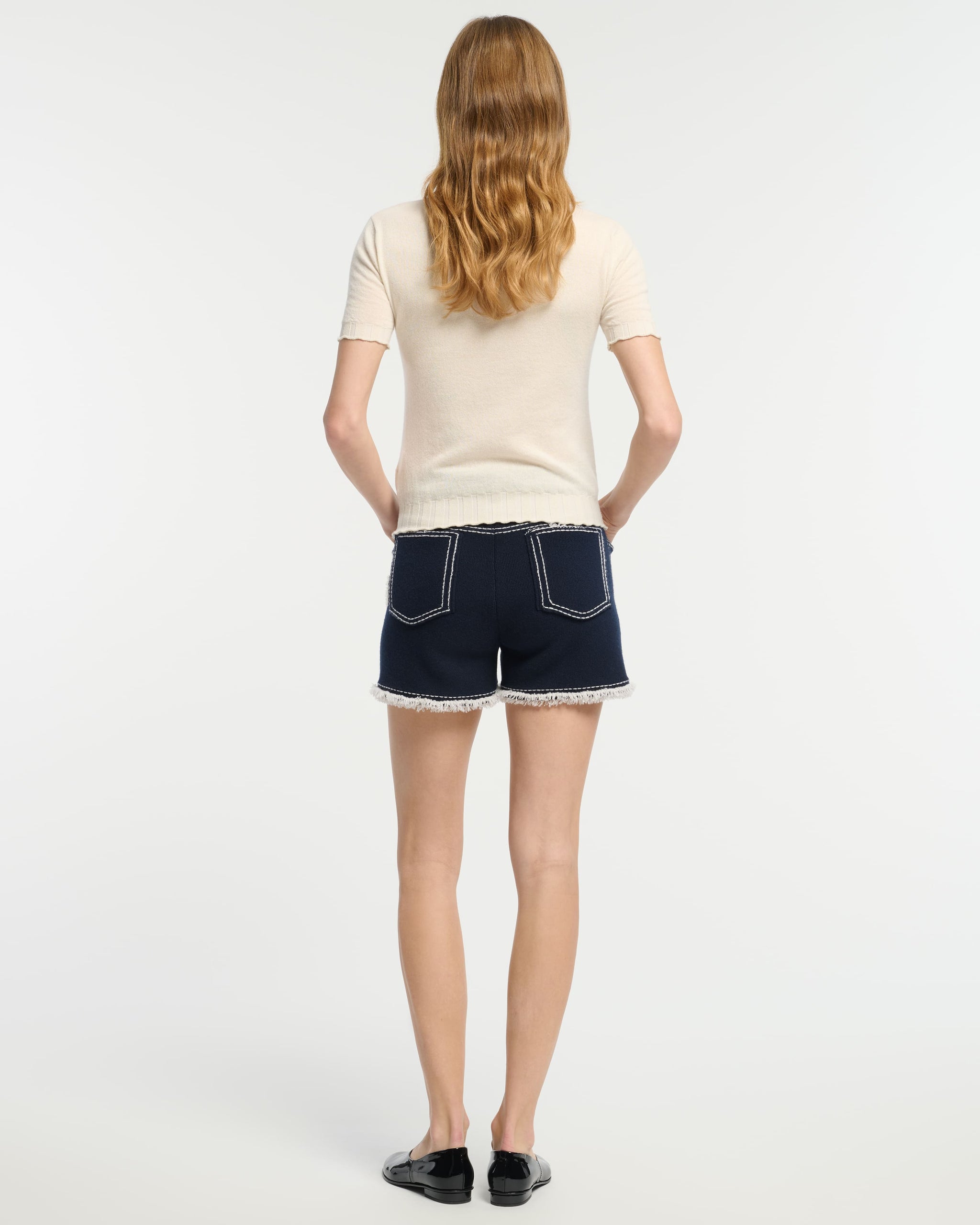 Top léger en cachemire et coton à détails côtelés | Barrie - Barrie