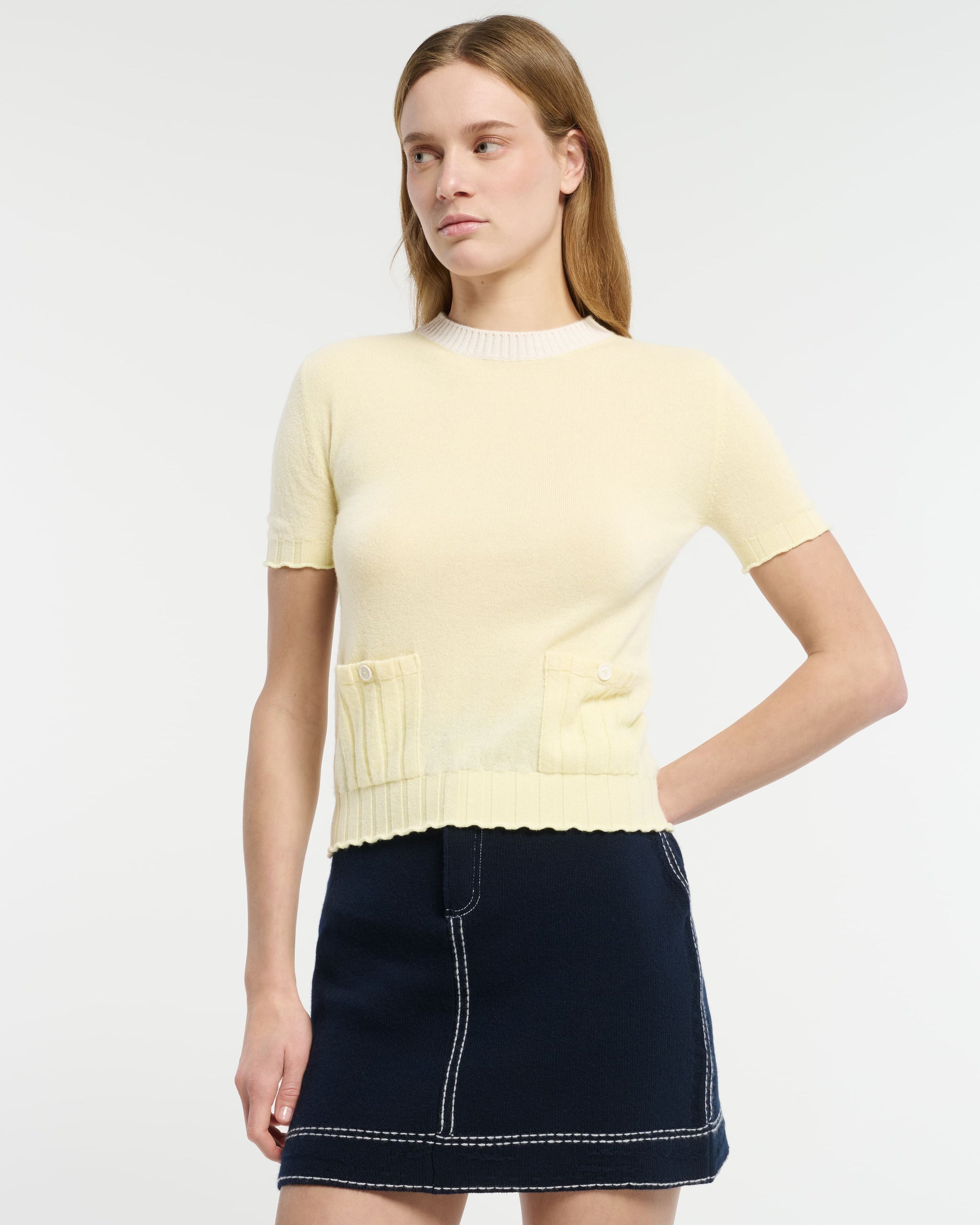 Top léger en cachemire et coton à détails côtelés | Barrie - Barrie