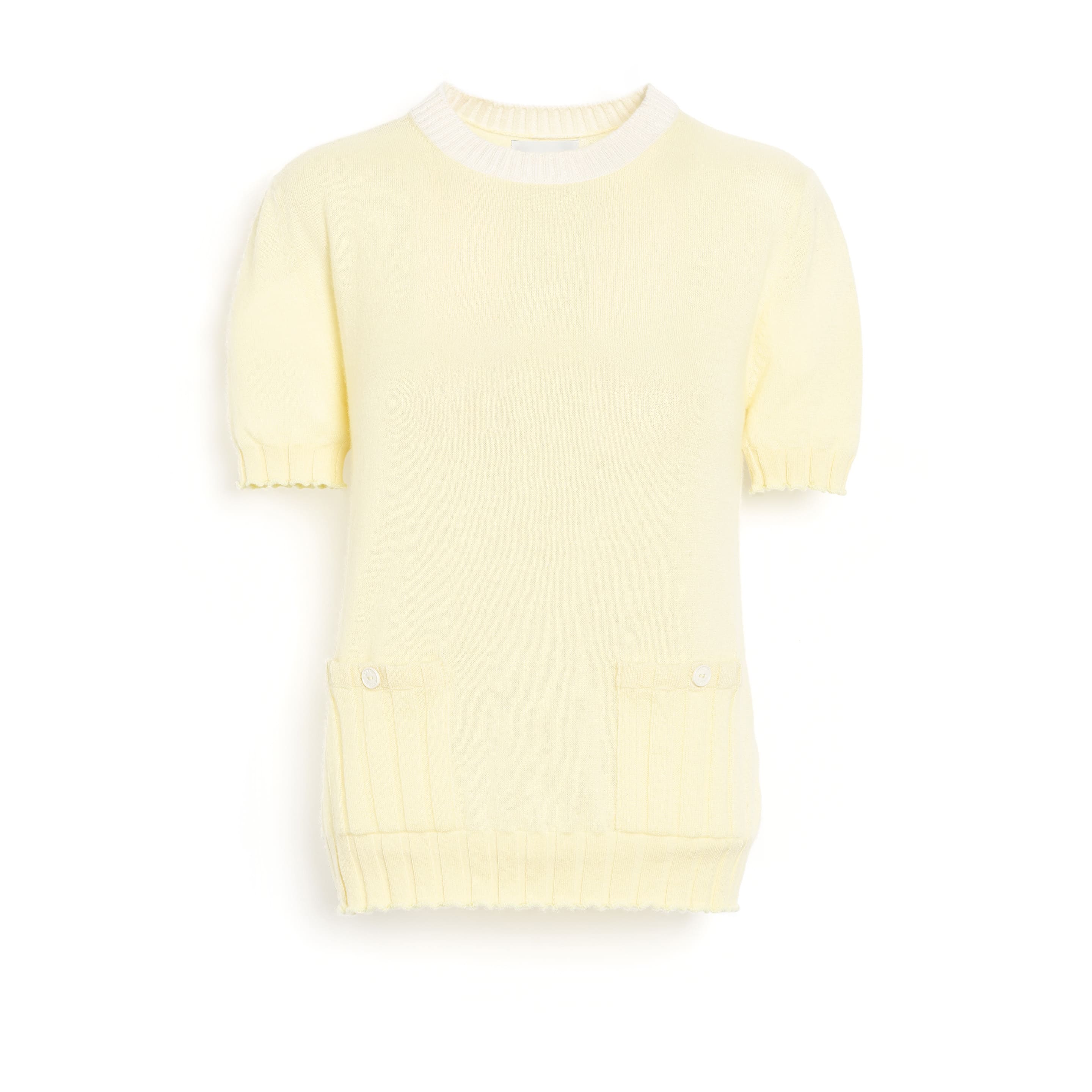 Top léger en cachemire et coton à détails côtelés