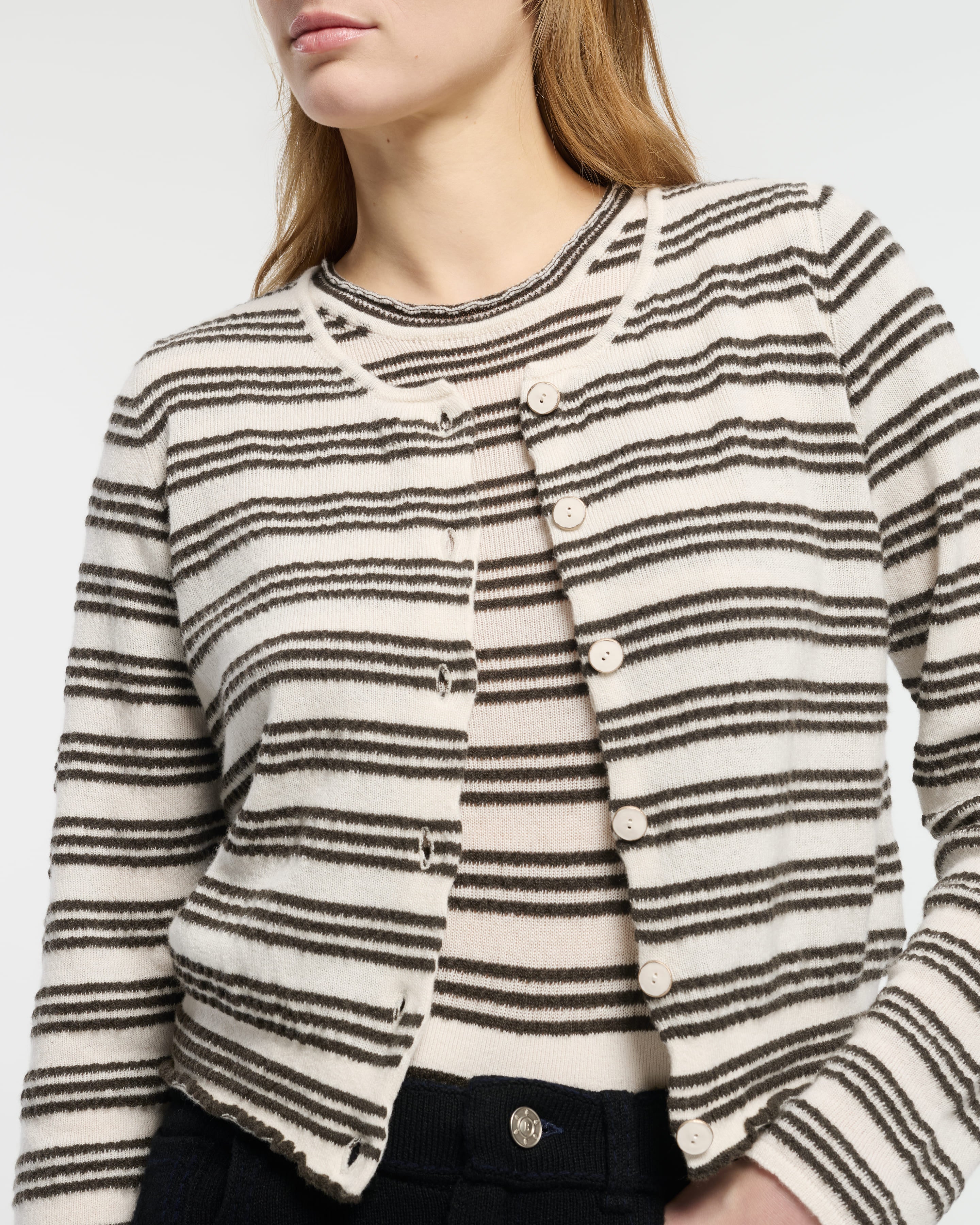 Striped cardigan in embossed knit – Barrie