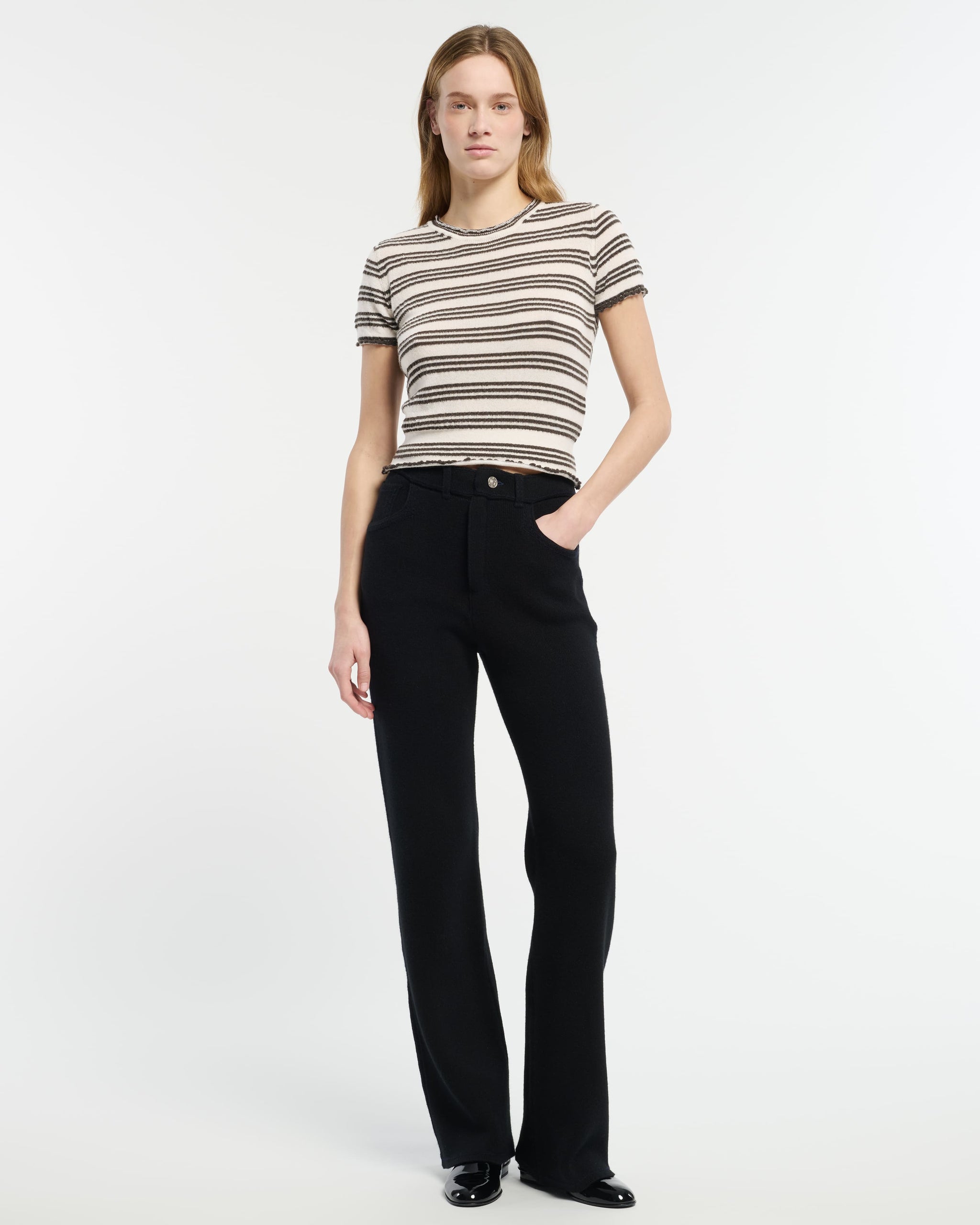 Striped top in embossed knit | Barrie - Barrie