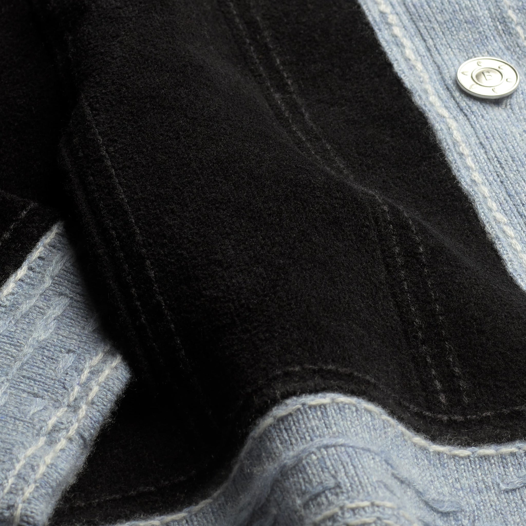 Suede-effect Denim jacket in cashmere and cotton | Barrie - Barrie