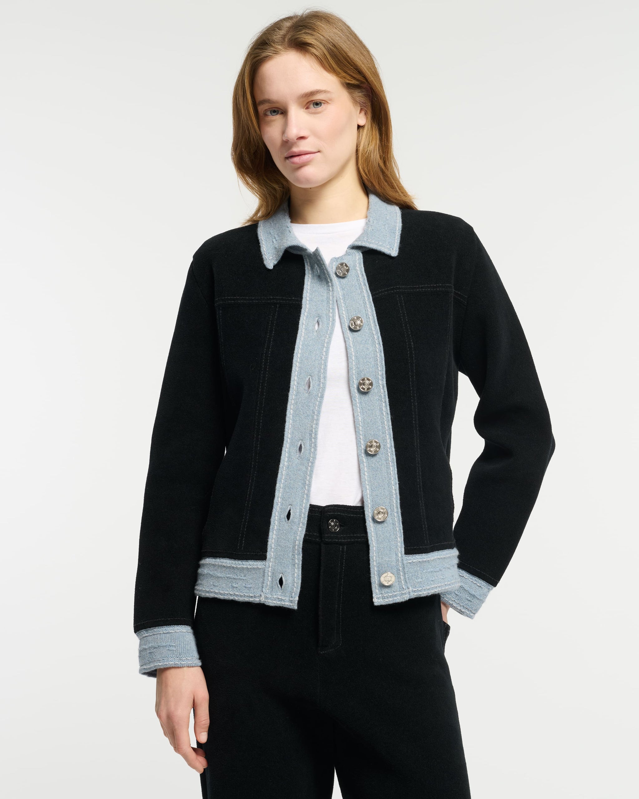 Veste Denim effet suède en cachemire et coton | Barrie - Barrie