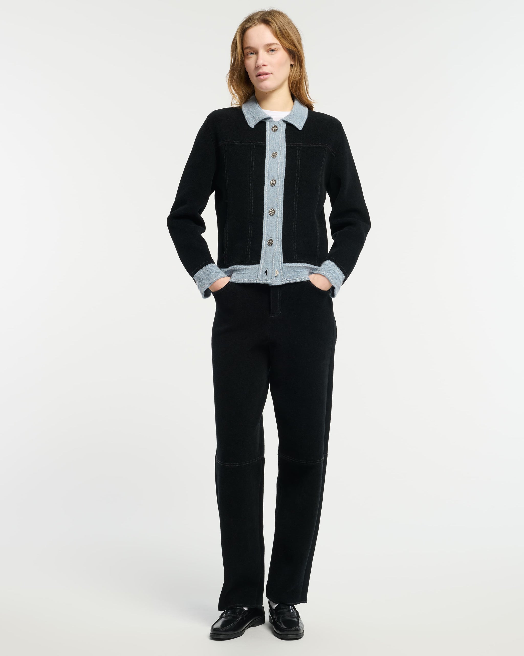 Veste Denim effet suède en cachemire et coton | Barrie - Barrie