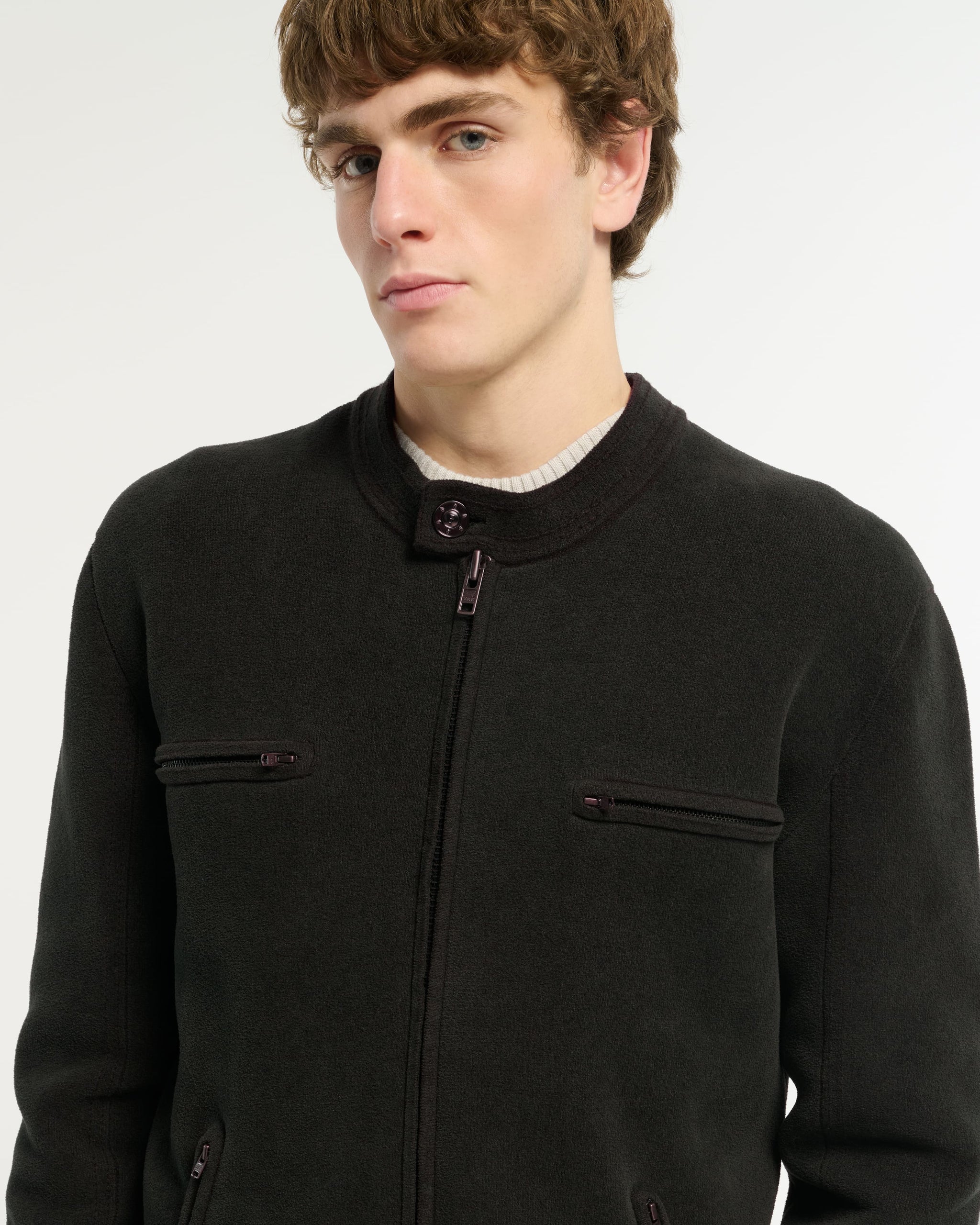 Blouson en cachemire et coton effet suède | Barrie - Barrie