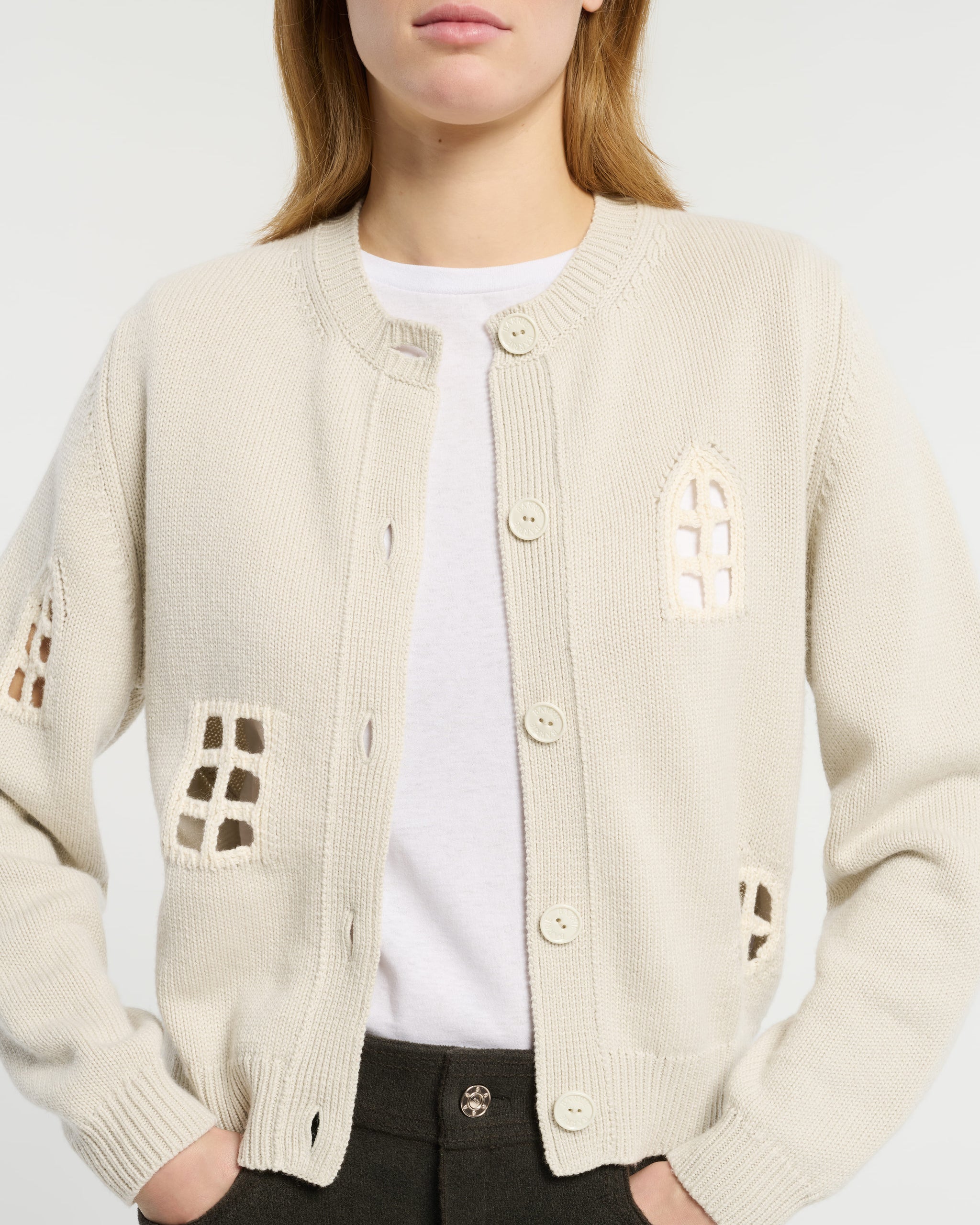 Cardigan en cachemire et coton à motif ajouré | Barrie - Barrie