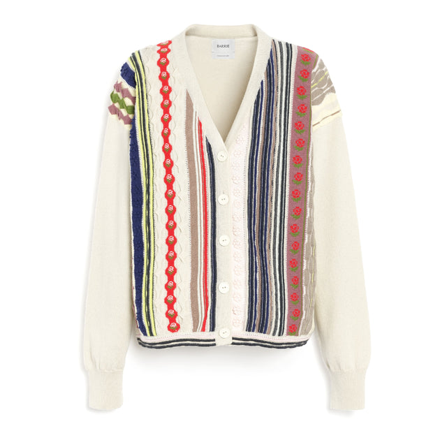 Cardigan en cachemire à motif rayé en relief | Barrie - Barrie