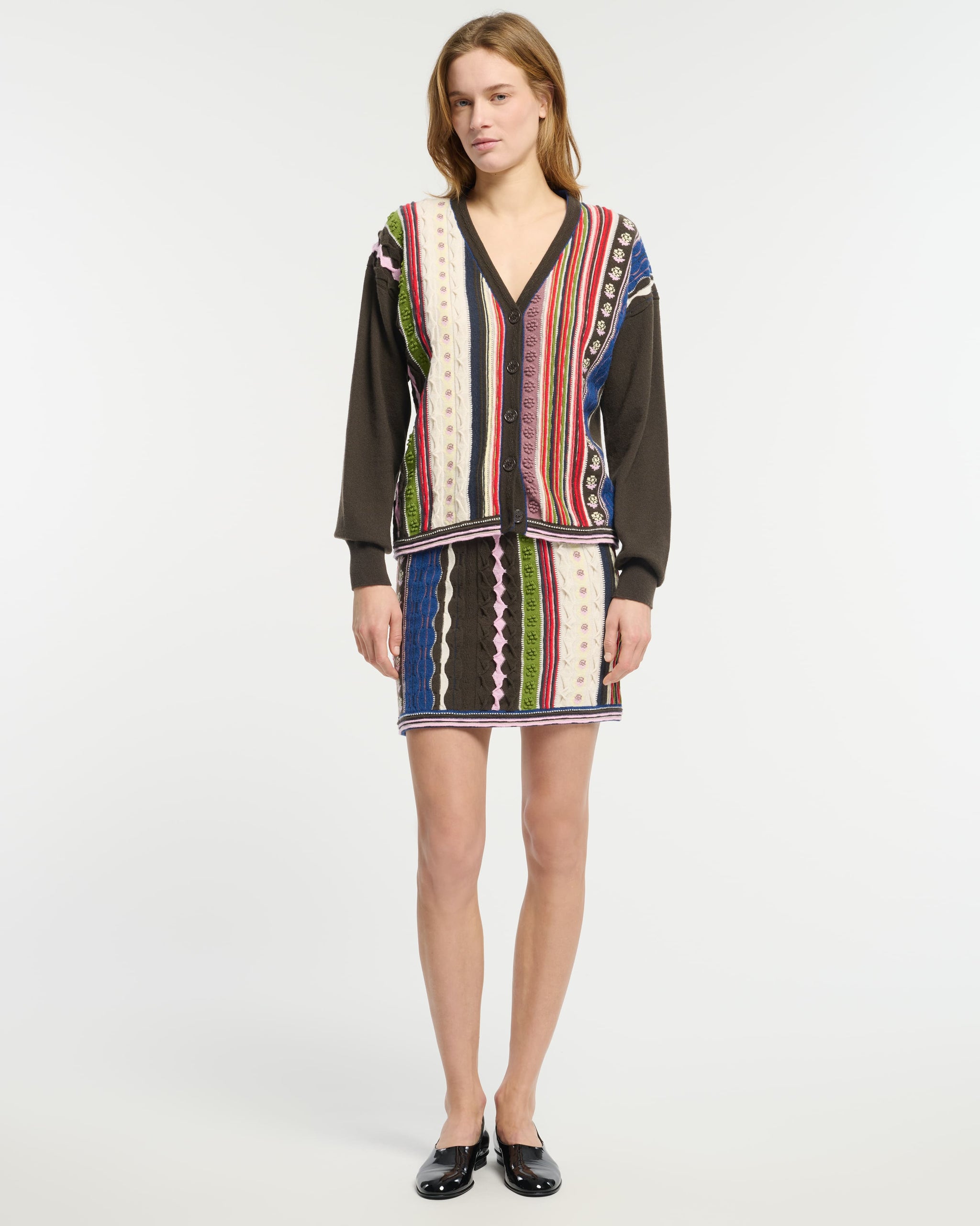 Cardigan en cachemire à motif rayé en relief | Barrie - Barrie