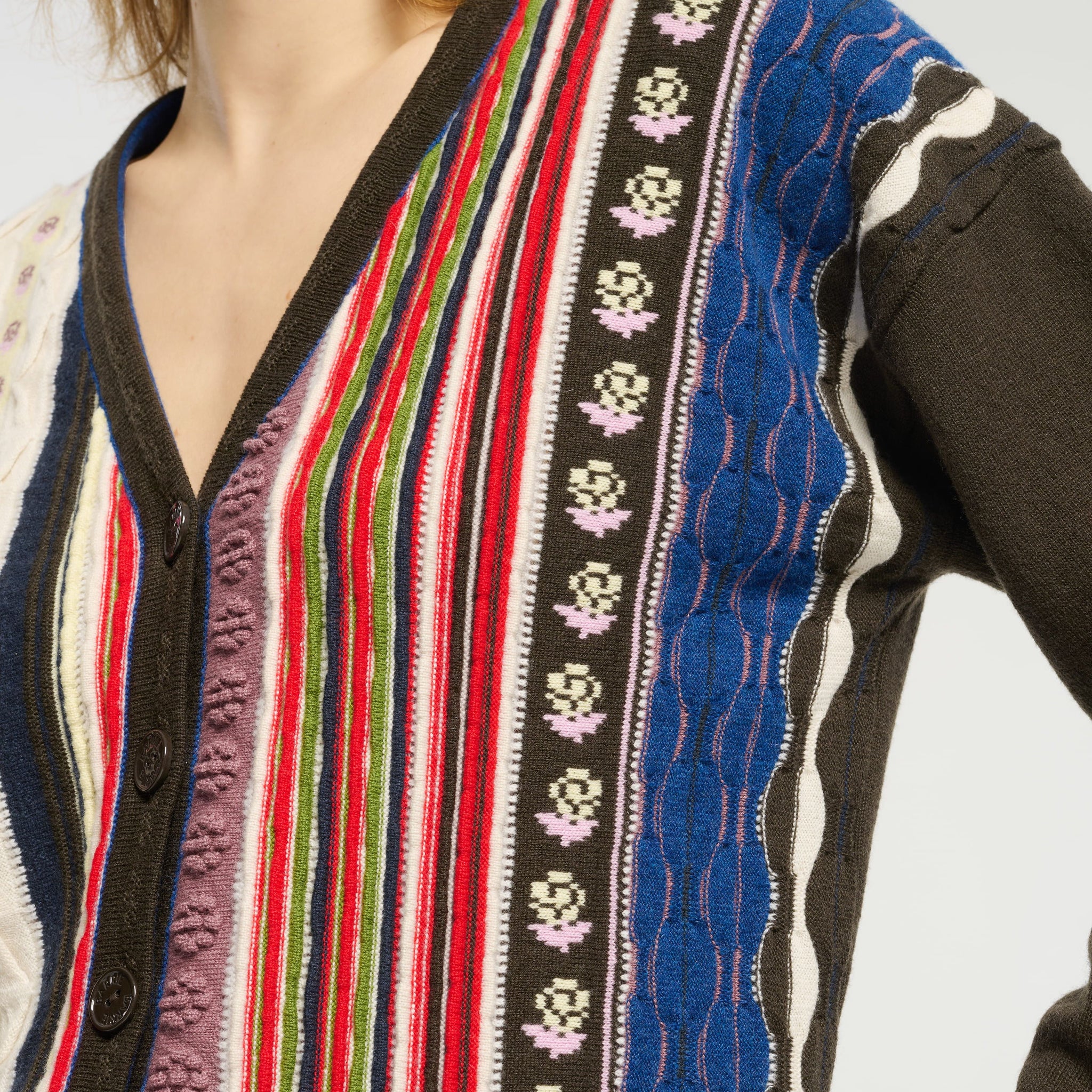 Cardigan en cachemire à motif rayé en relief - Barrie