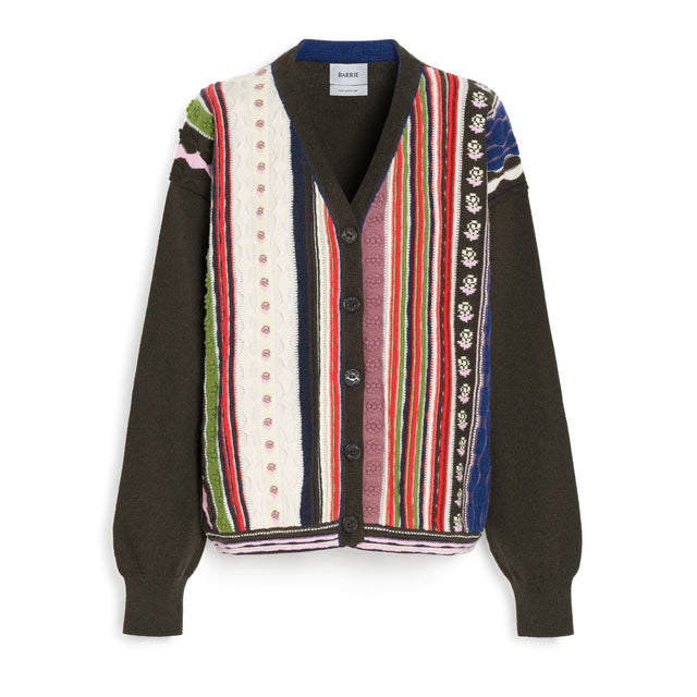 Cardigan en cachemire à motif rayé en relief | Barrie - Barrie