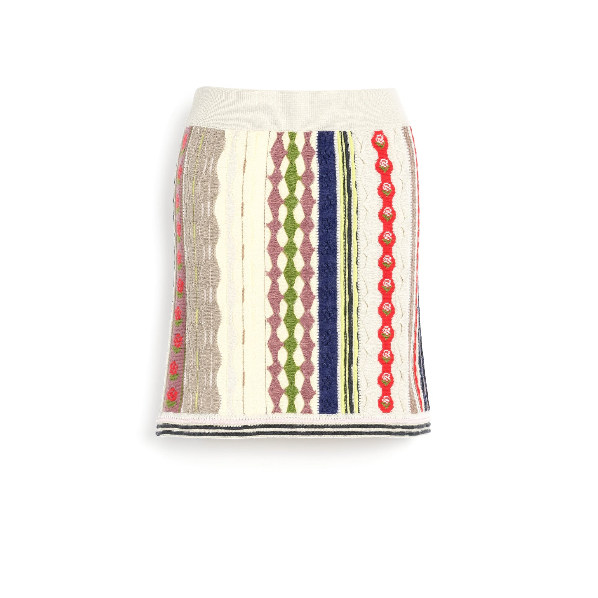 Cashmere skirt with raised stripe motif | Barrie - Barrie