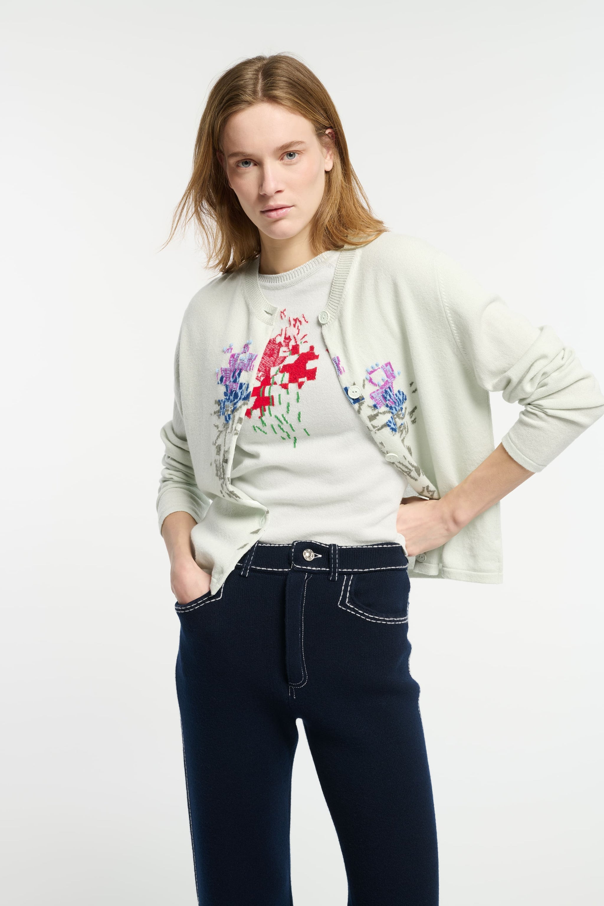 Cardigan en cachemire à motif fleuri | Barrie - Barrie