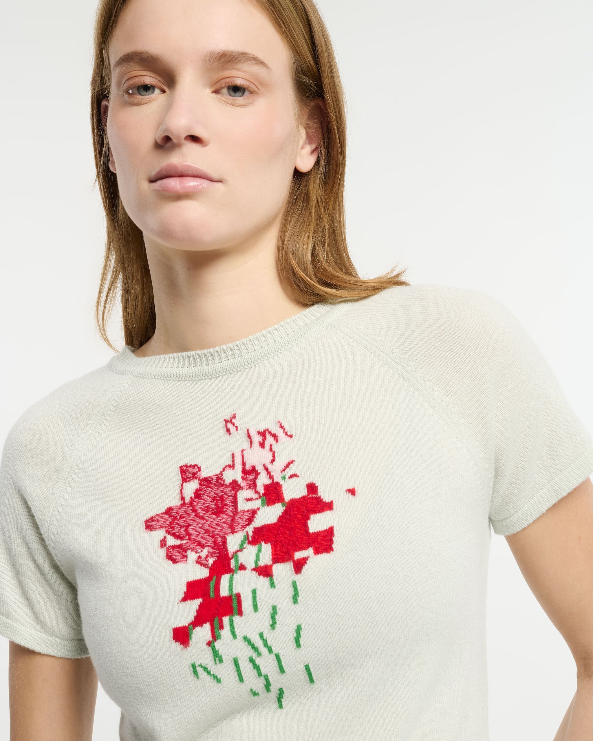 Cashmere top with floral motif | Barrie - Barrie