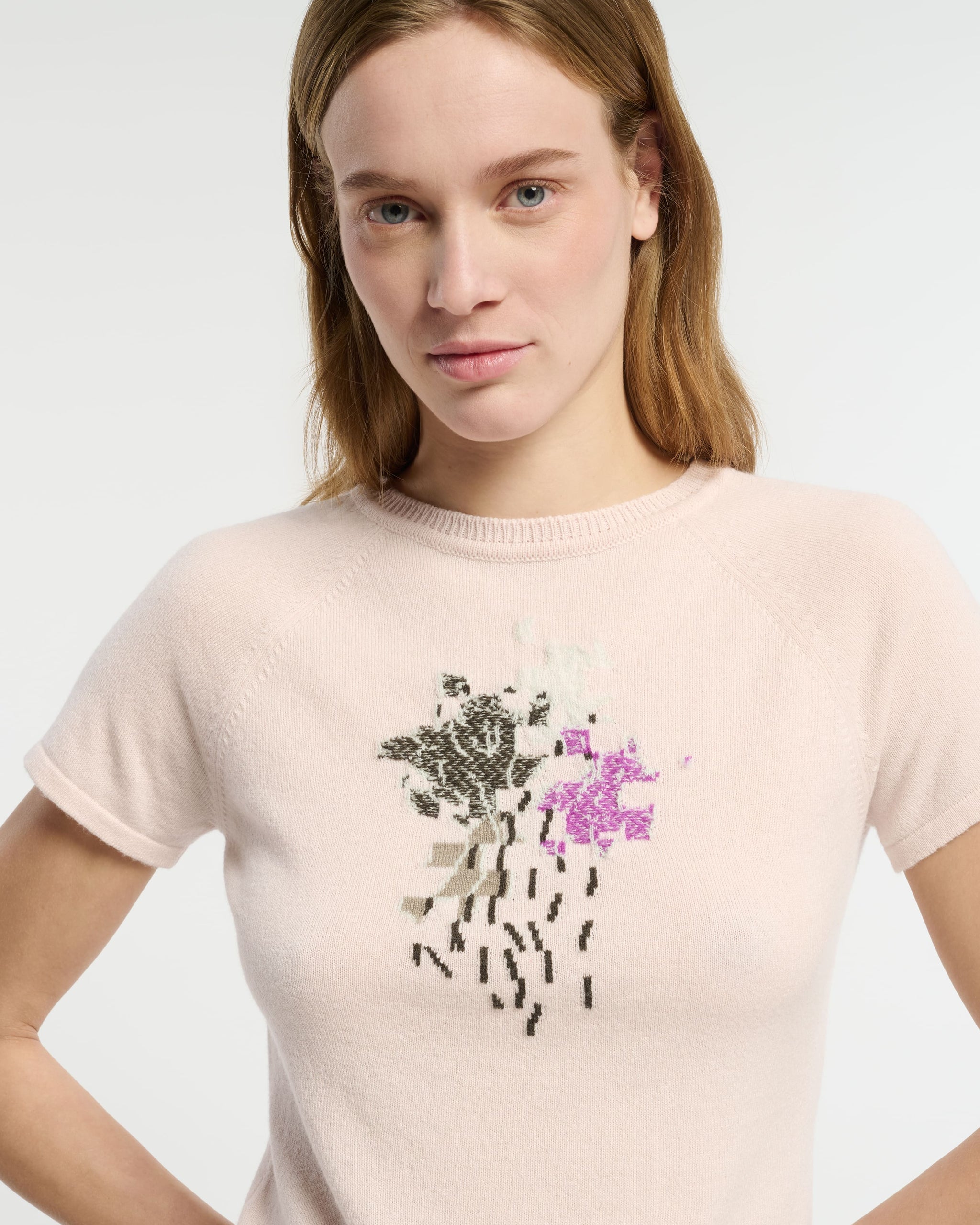 Cashmere top with floral motif | Barrie - Barrie