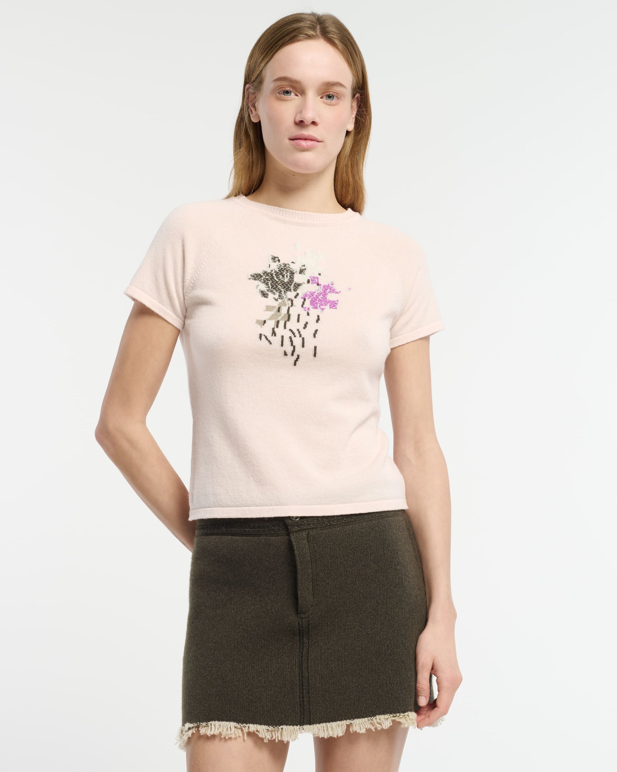 Cashmere top with floral motif | Barrie - Barrie