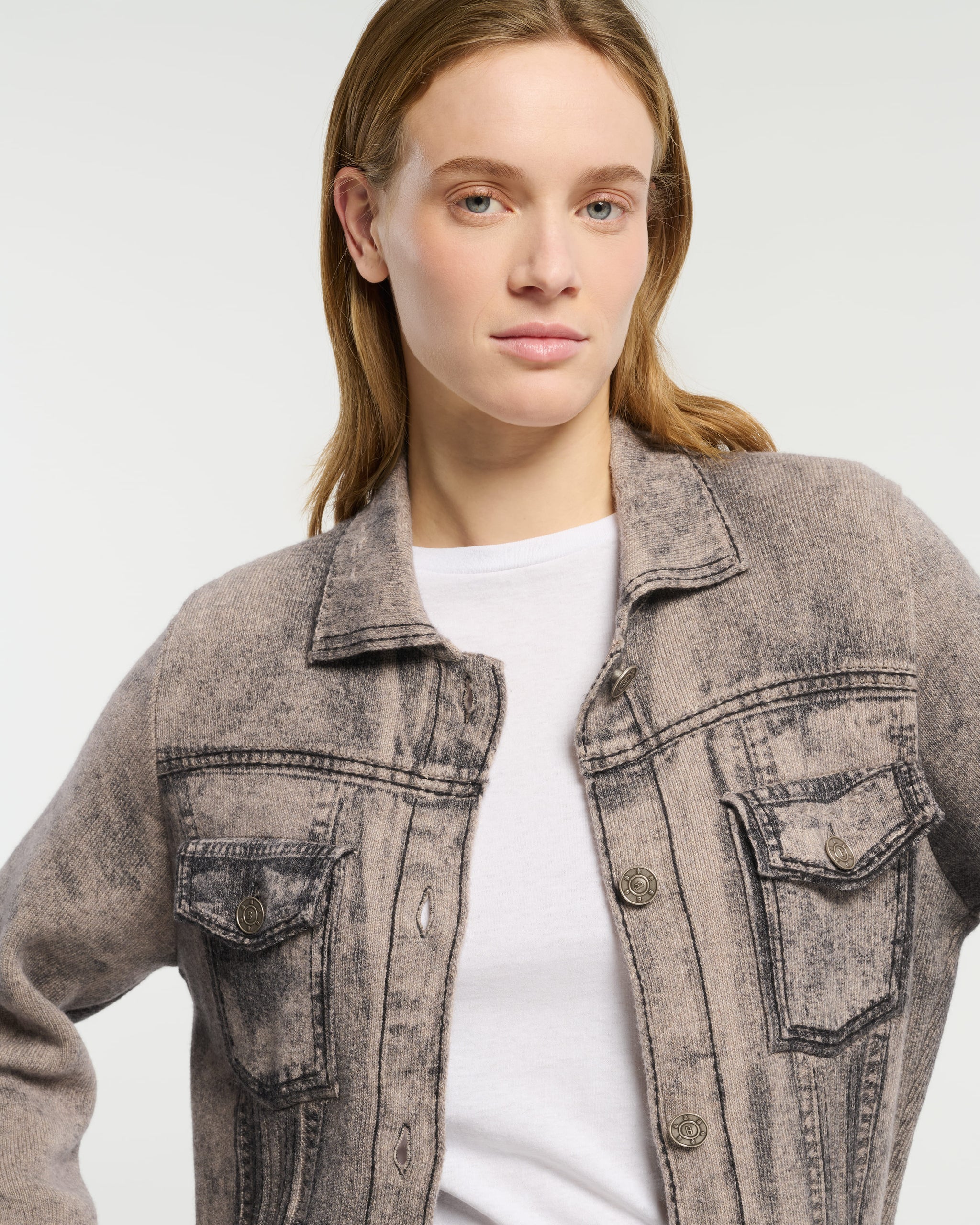 Veste Denim trompe-l’œil en cachemire et coton | Barrie - Barrie