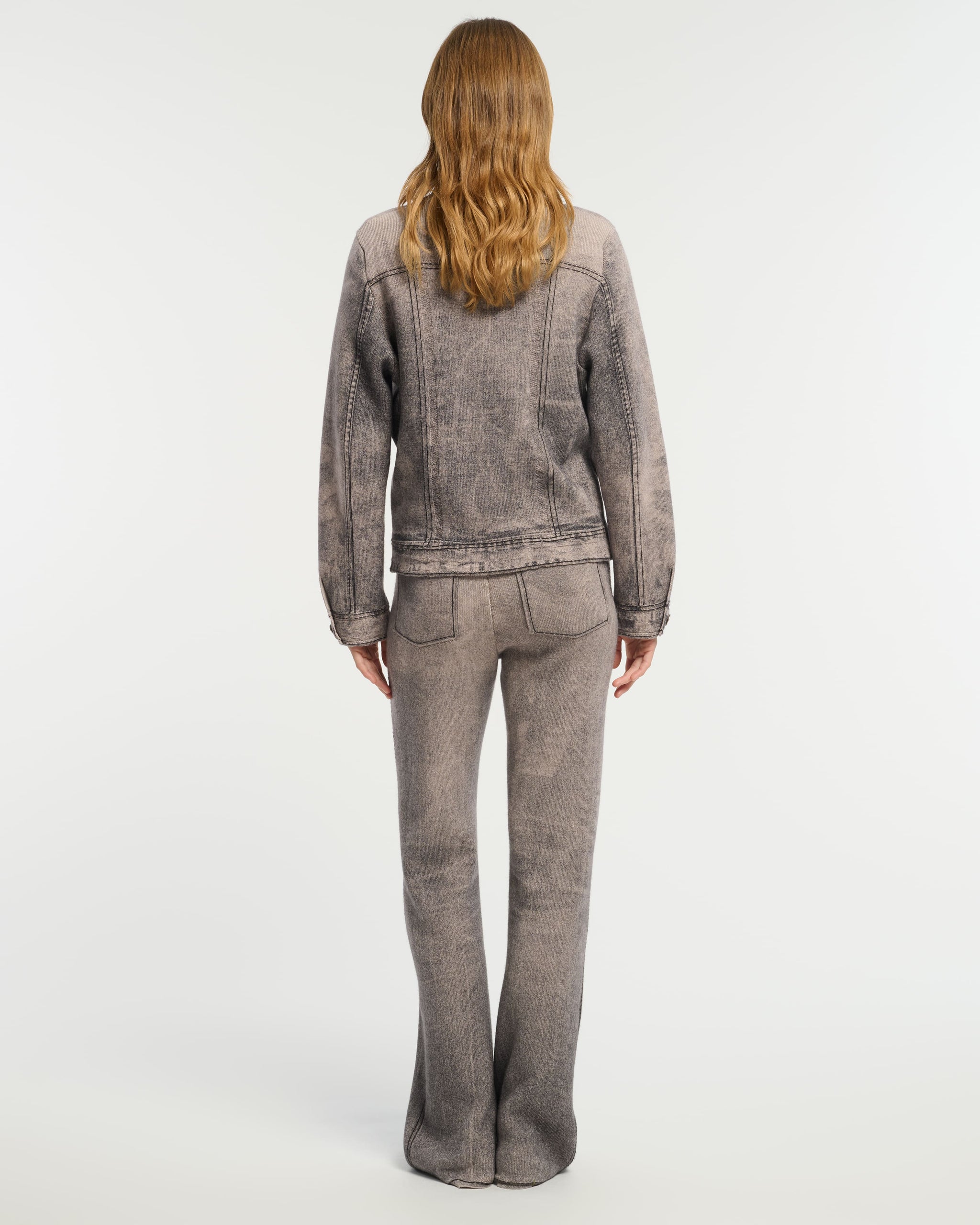 Pantalon flare trompe-l’œil en denim en cachemire et coton | Barrie - Barrie