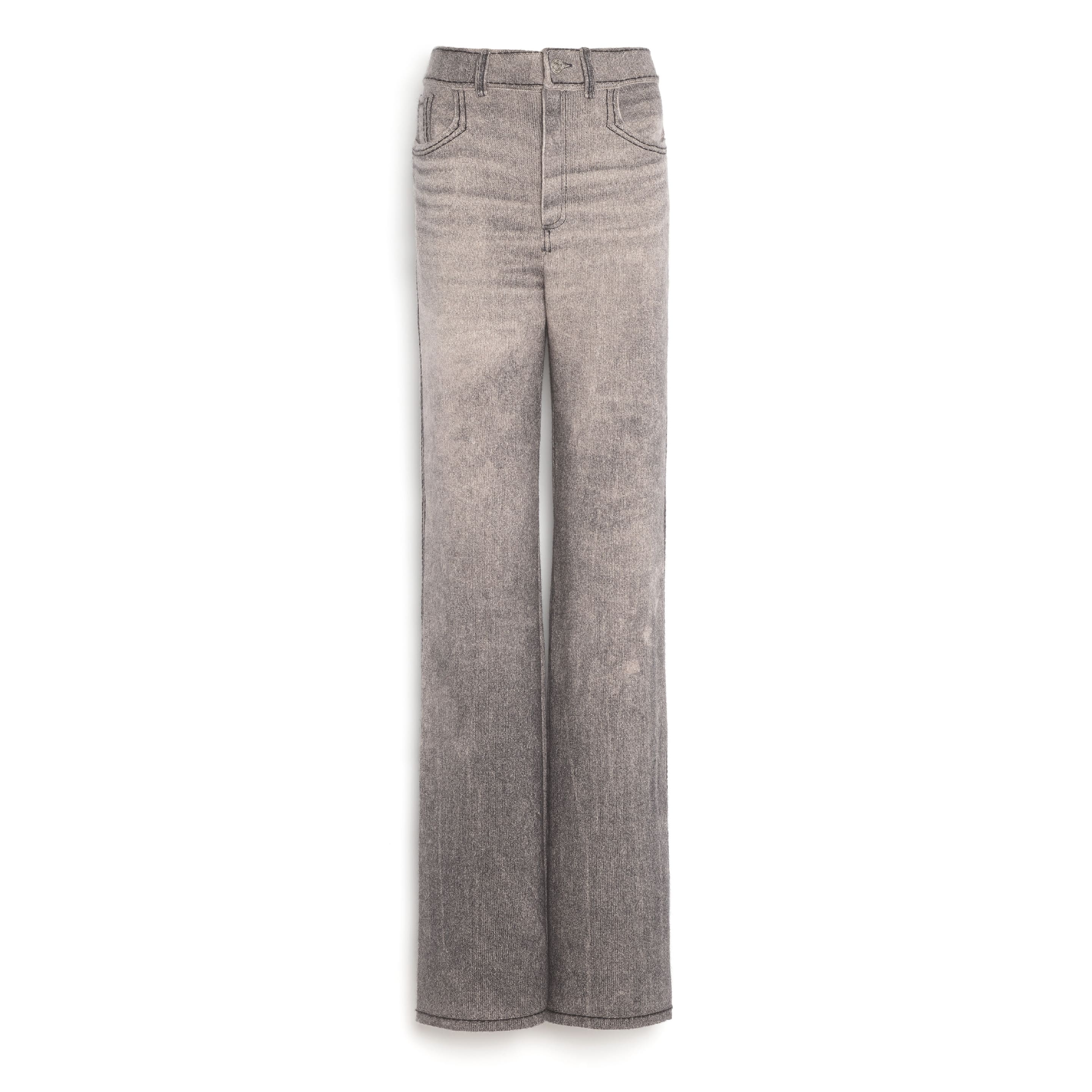 Pantalon flare trompe-l’œil en denim en cachemire et coton