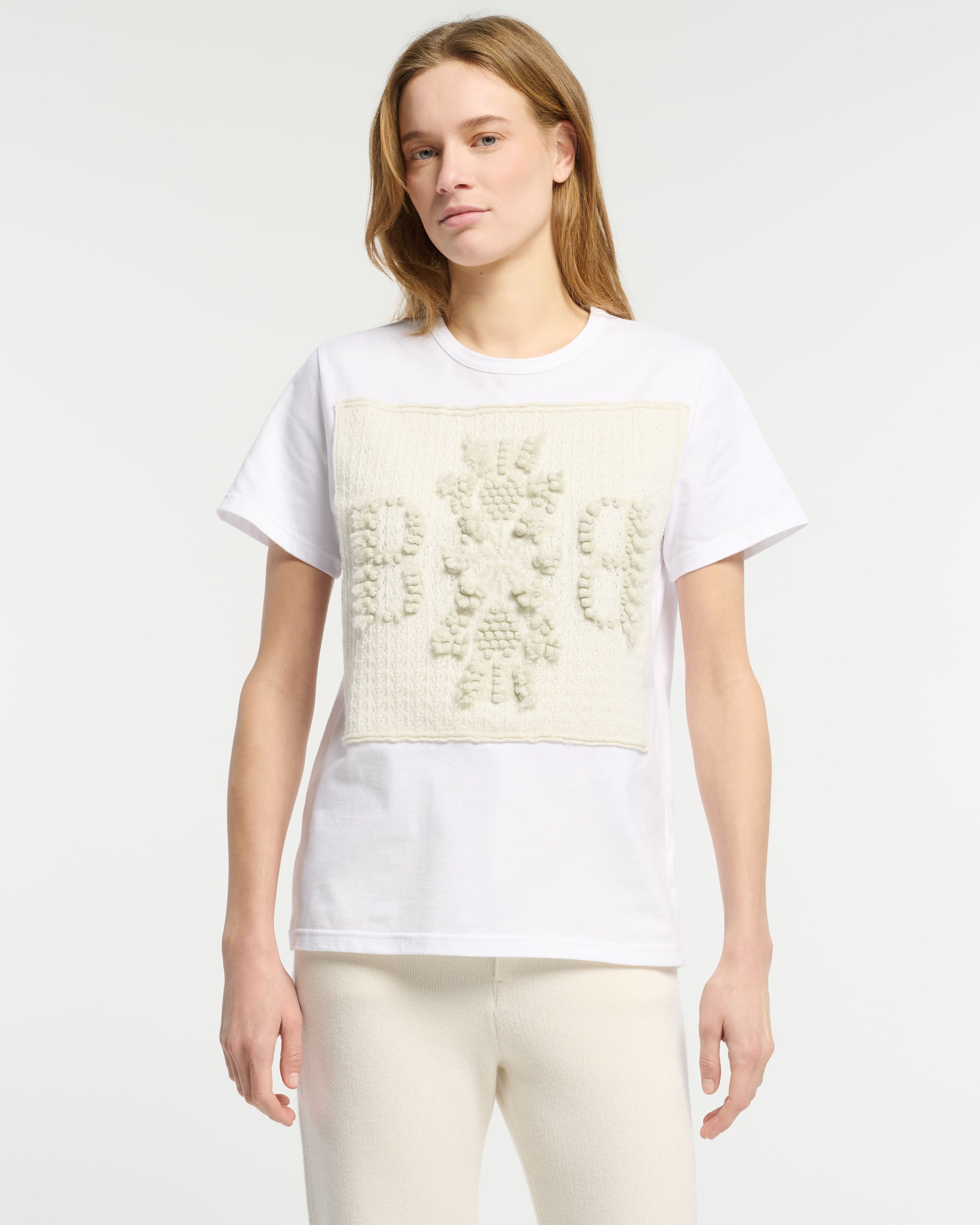 T-Shirt avec patch logo B en dentelle cachemire | Barrie - Barrie