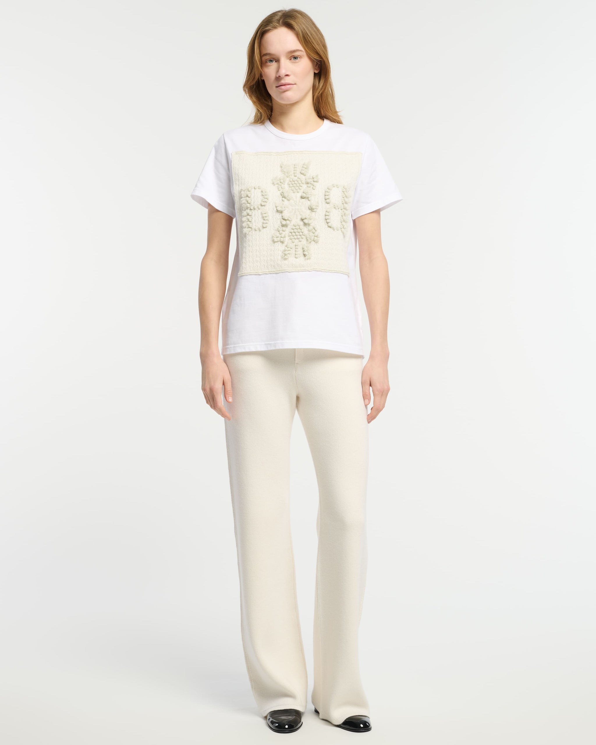 T-Shirt avec patch logo B en dentelle cachemire | Barrie - Barrie