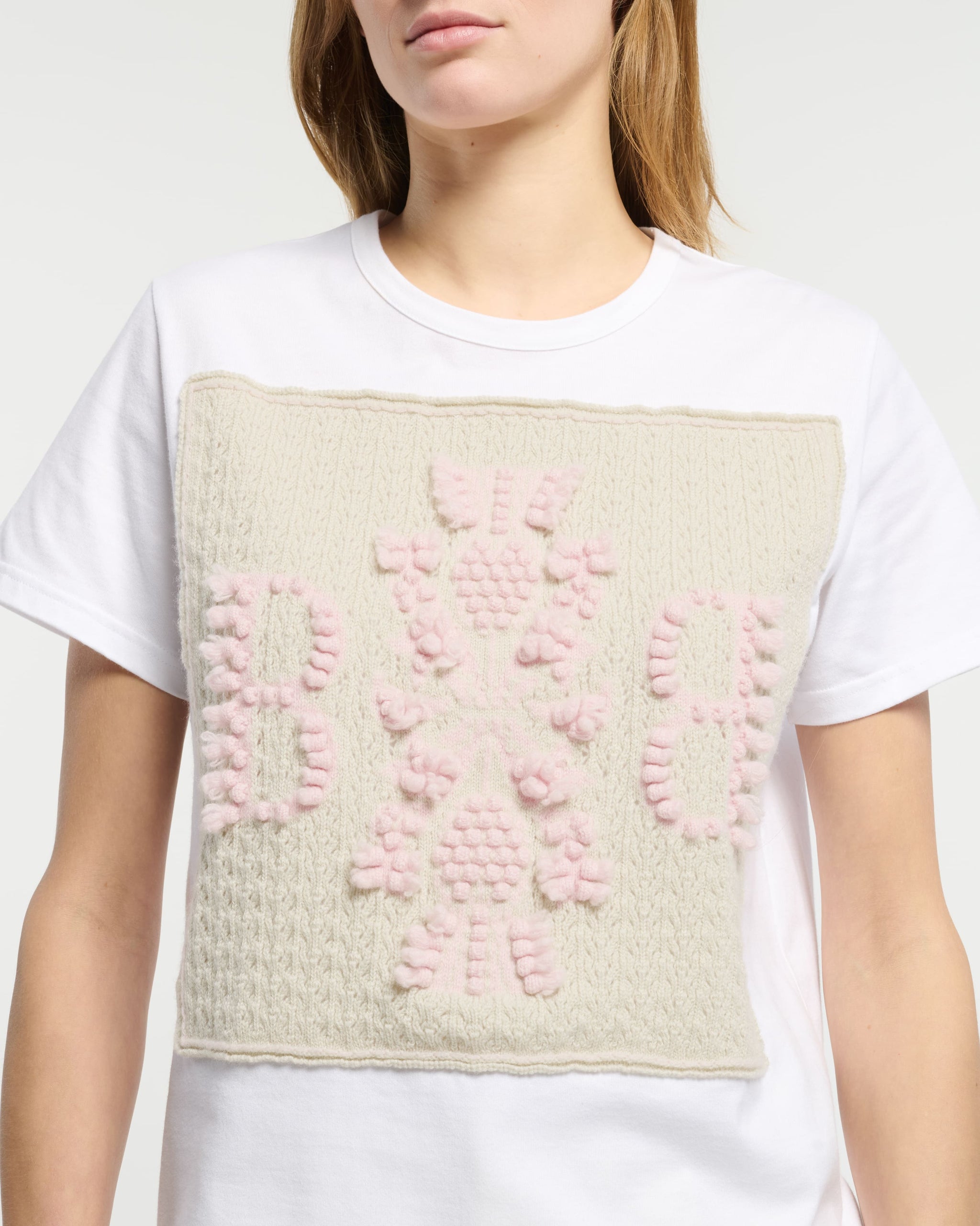 T-Shirt avec patch logo B en dentelle cachemire | Barrie - Barrie