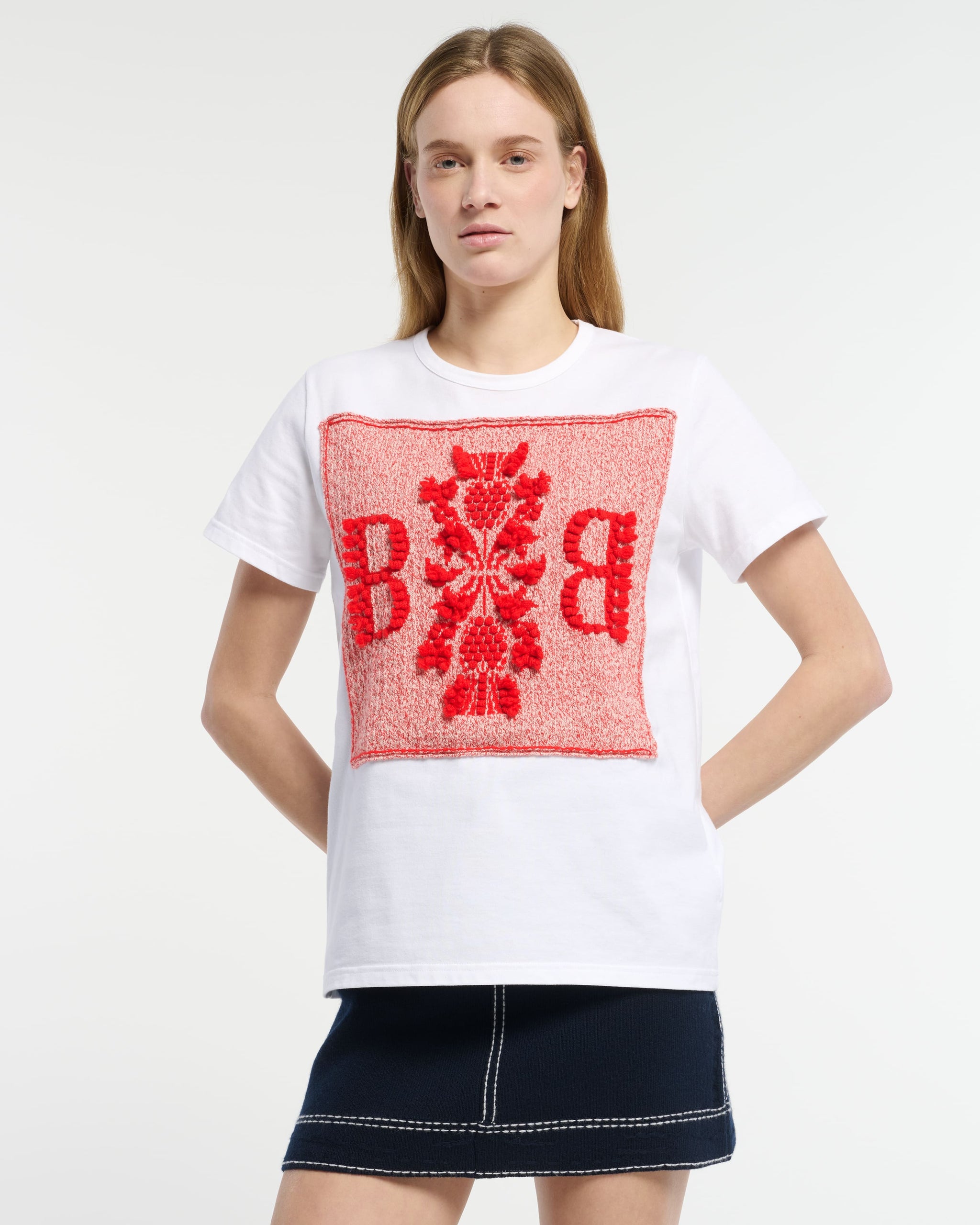 Cashmere lace t-shirt with B logo patch | Barrie - Barrie