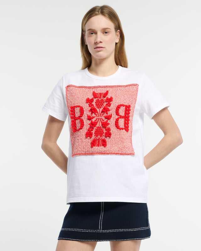 T-Shirt avec patch logo B en dentelle cachemire | Barrie - Barrie