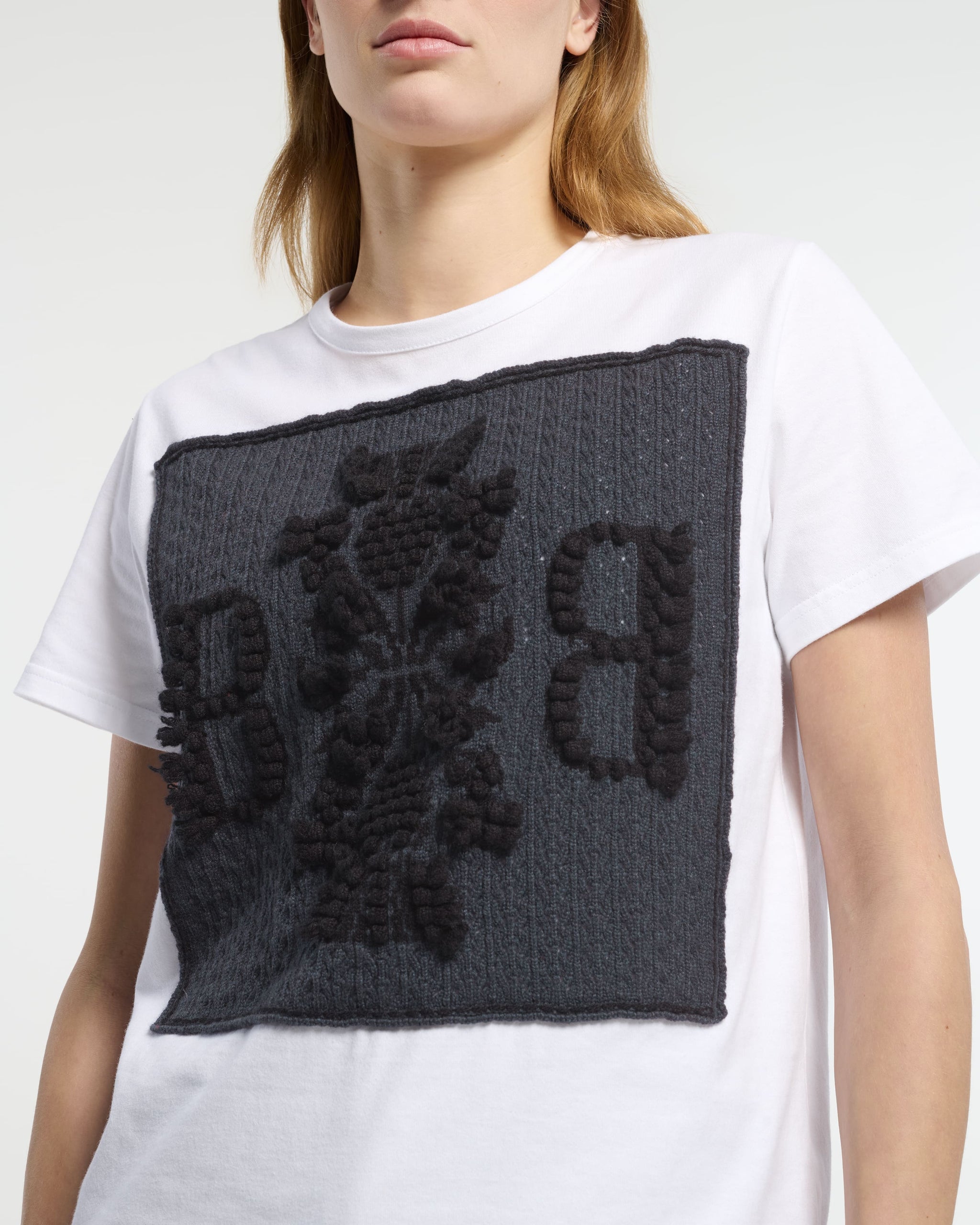 T-Shirt avec patch logo B en dentelle cachemire | Barrie - Barrie