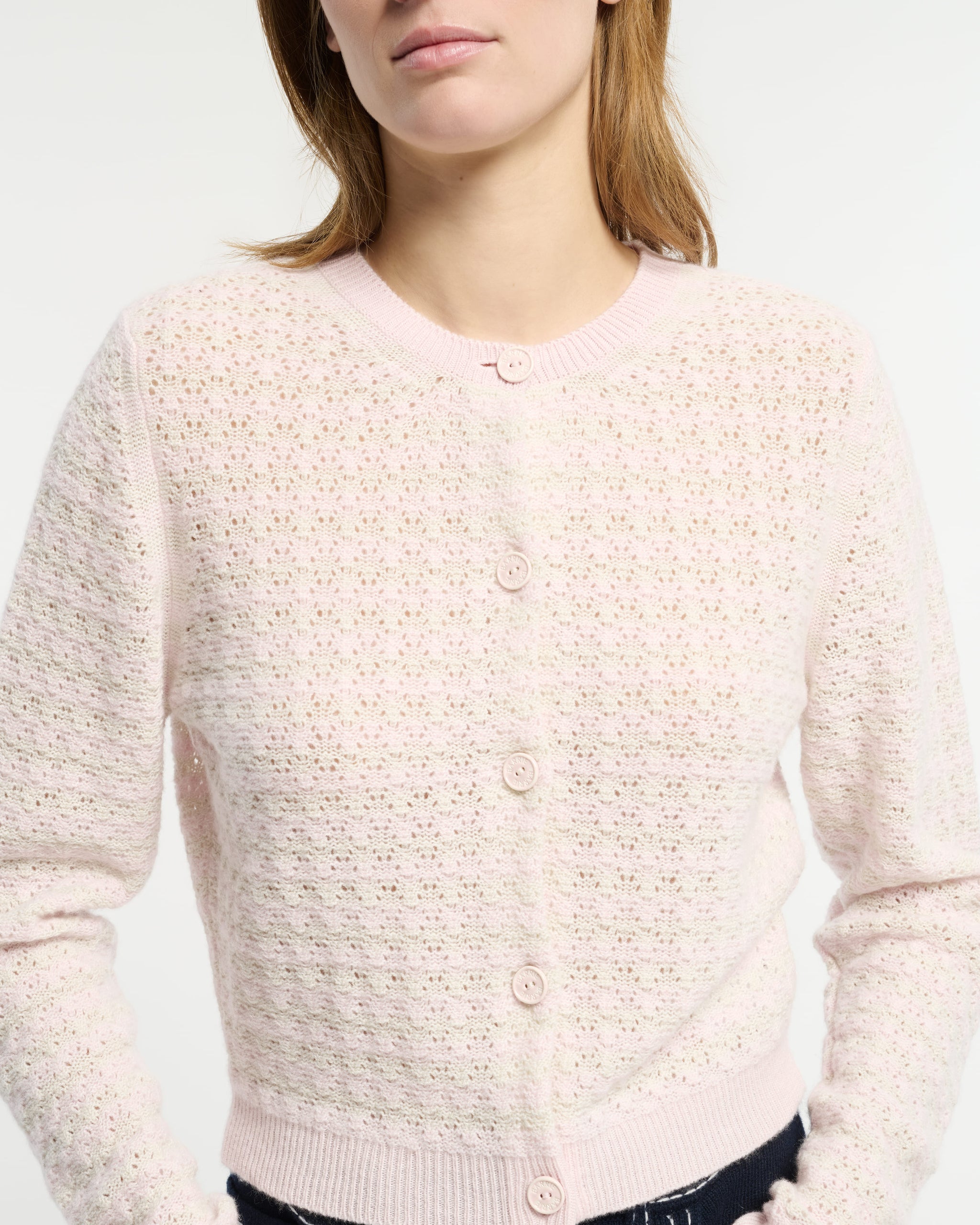 Cardigan à rayures en dentelle cachemire | Barrie - Barrie