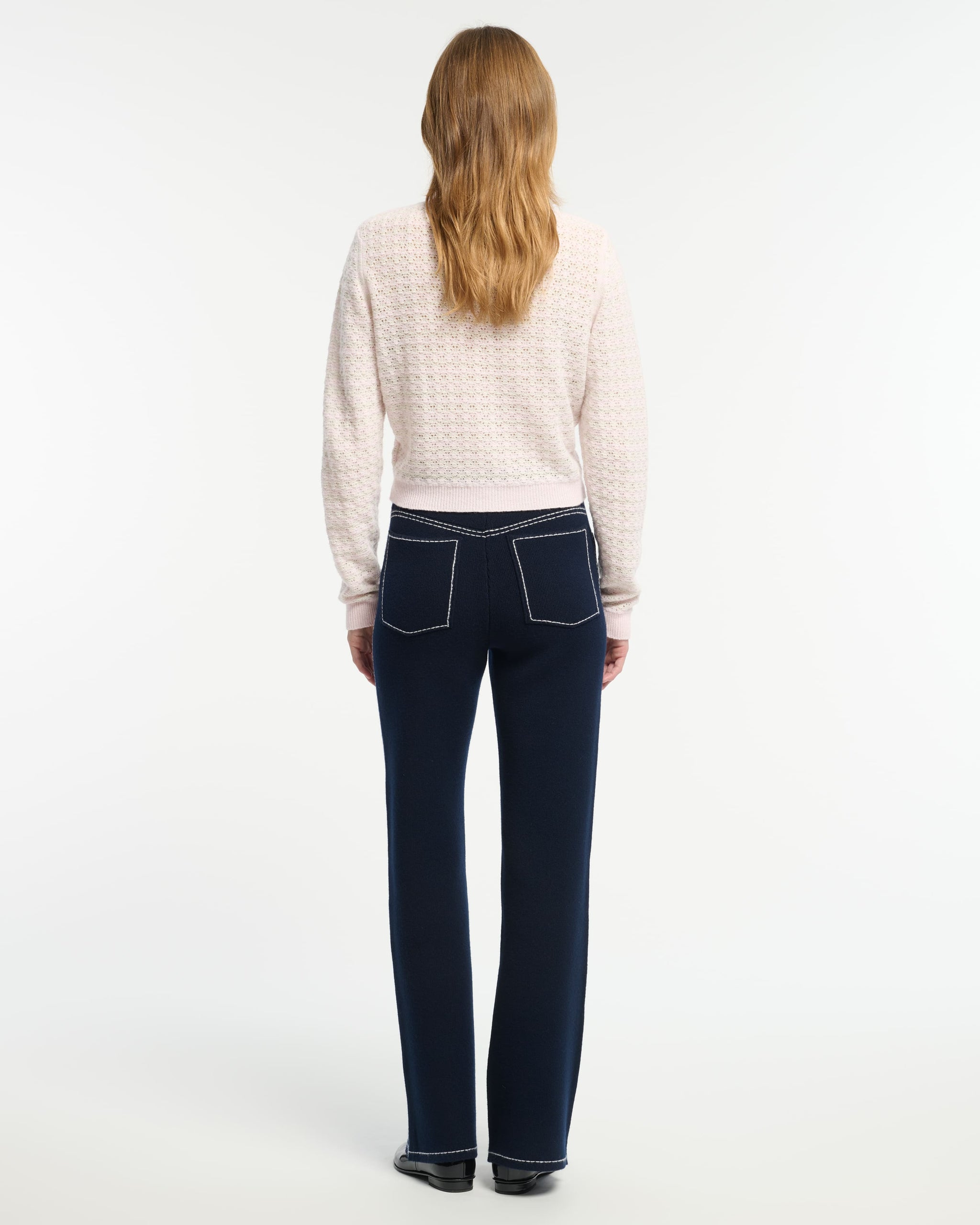 Cardigan à rayures en dentelle cachemire | Barrie - Barrie