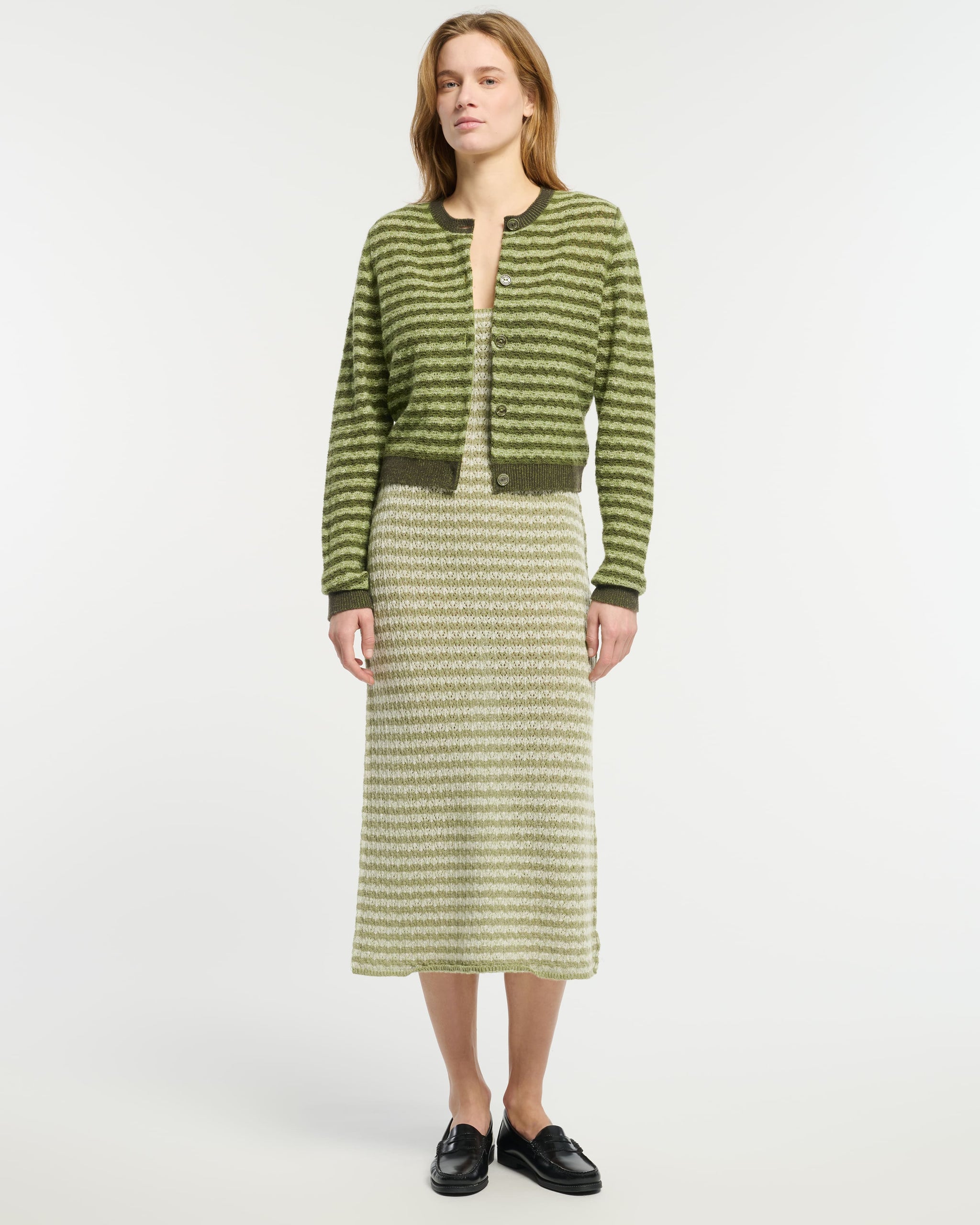 Cardigan à rayures en dentelle cachemire | Barrie - Barrie