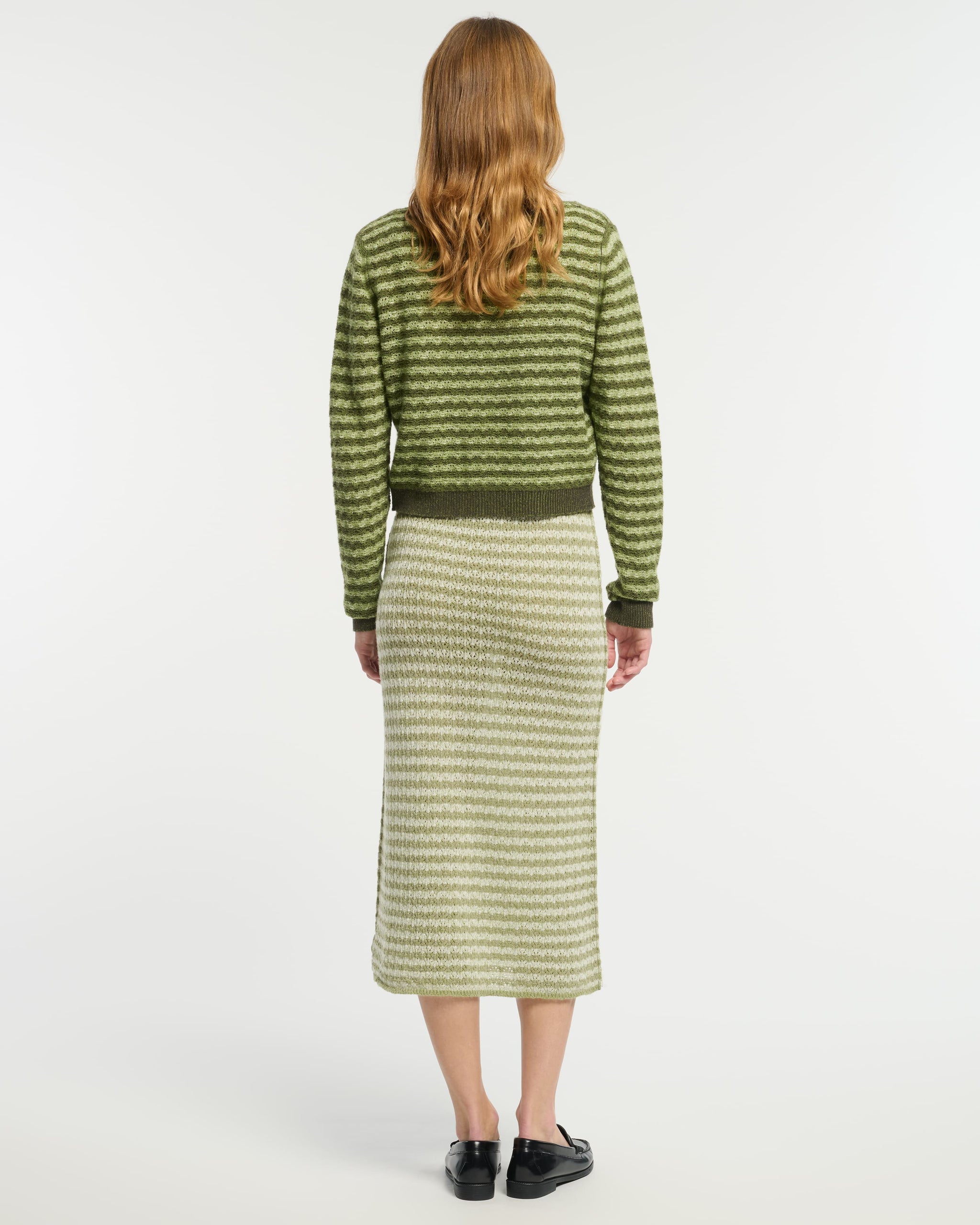 Cardigan à rayures en dentelle cachemire | Barrie - Barrie