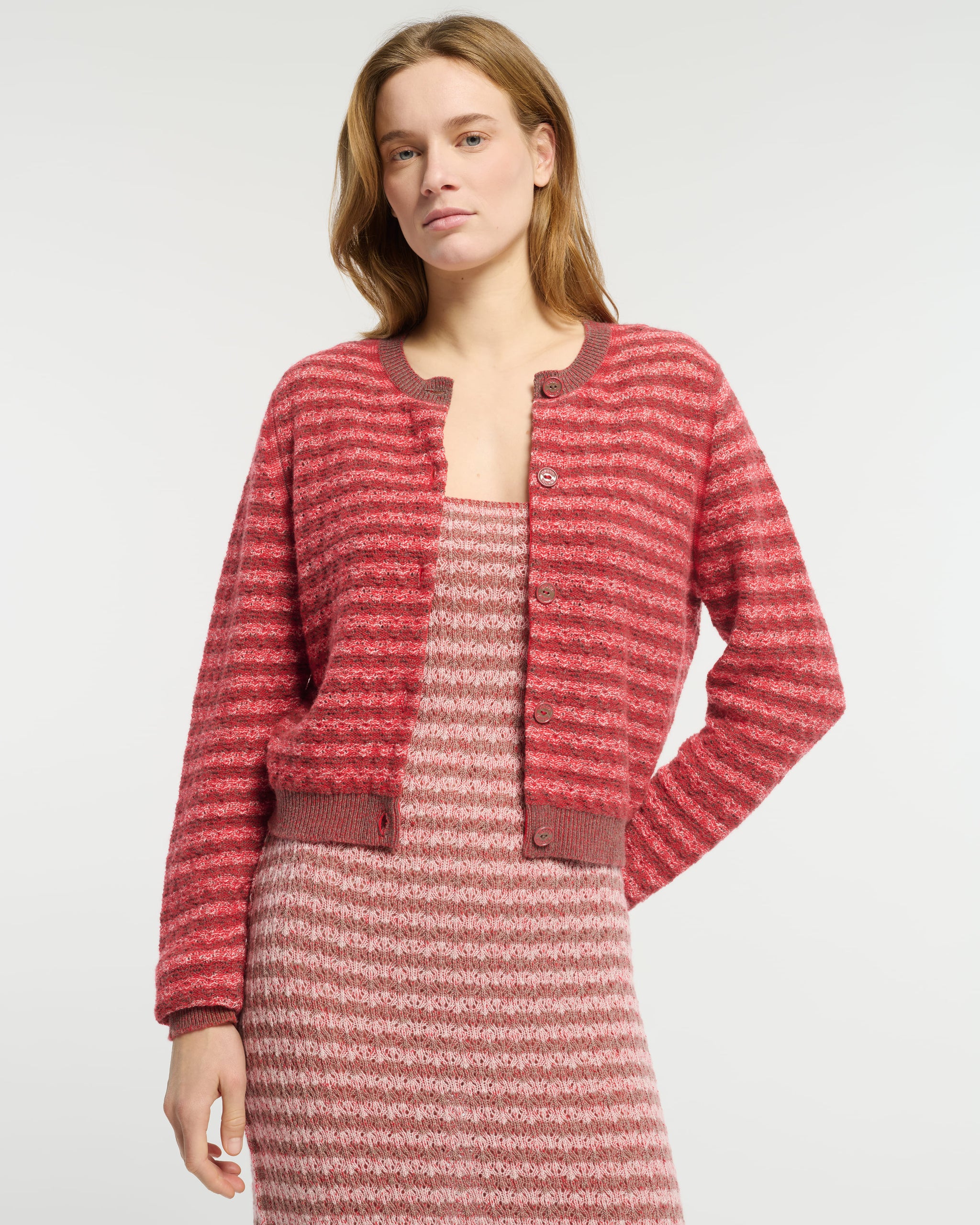 Cardigan à rayures en dentelle cachemire | Barrie - Barrie