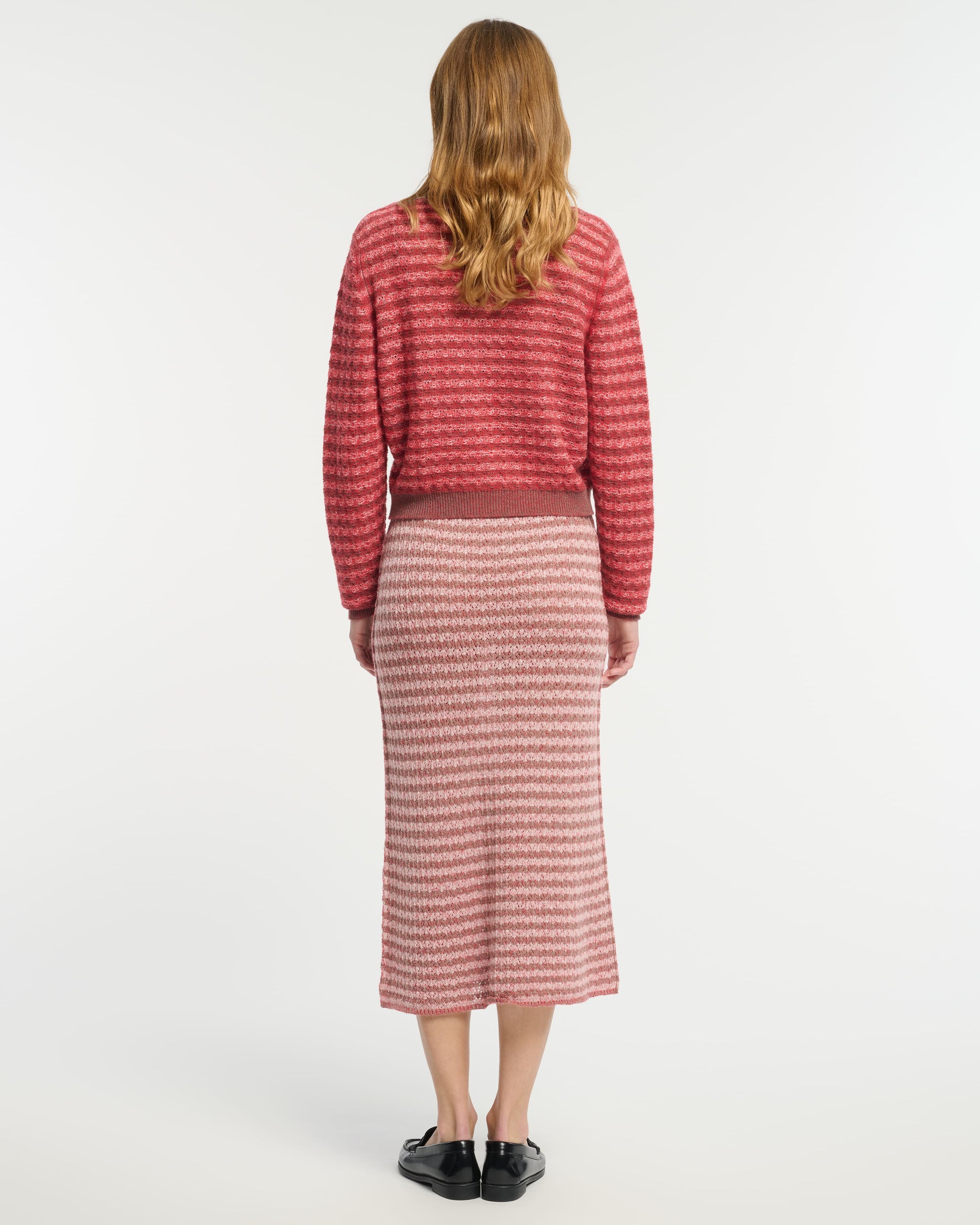 Cardigan à rayures en dentelle cachemire | Barrie - Barrie