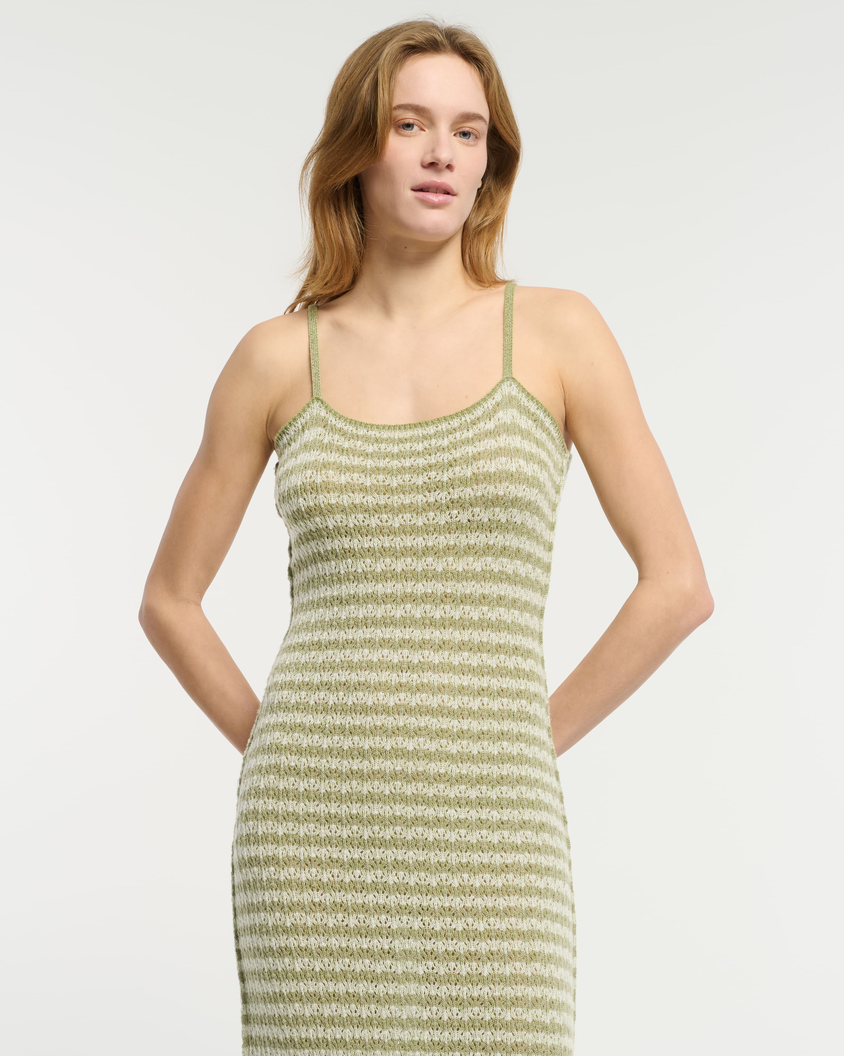 Cashmere lace long dress with skinny straps – Barrie