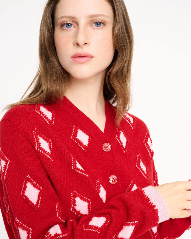 Argyle motif cashmere cardigan | Barrie - Barrie