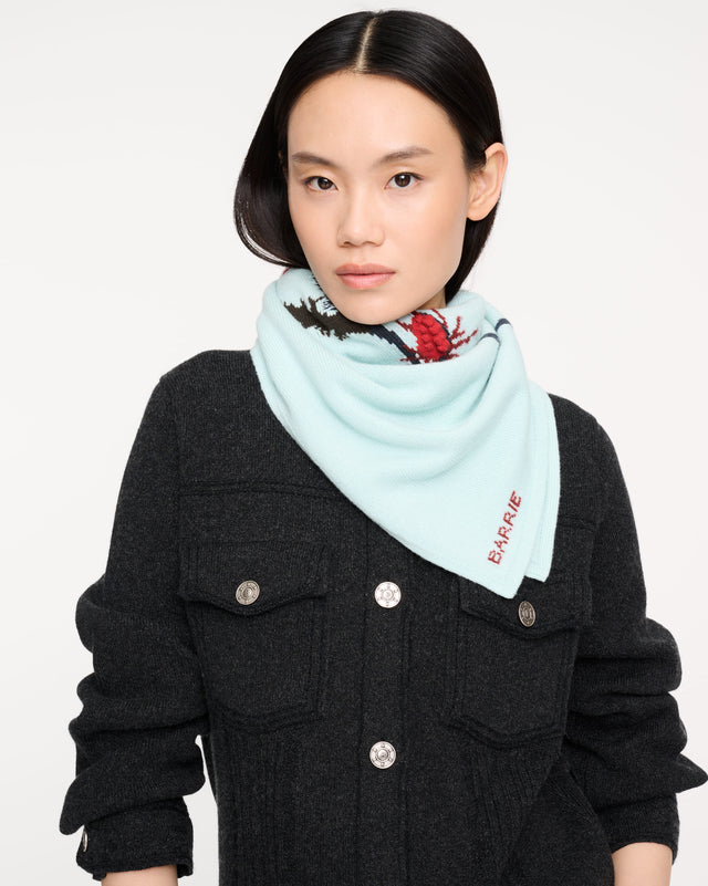 Cashmere scarf with embossed thistle motif  | Barrie - Barrie