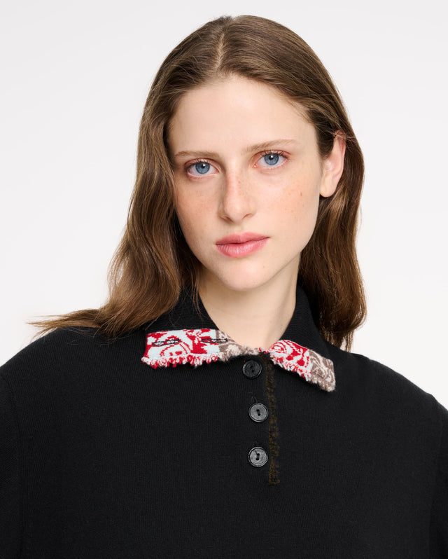 Pull oversize en cachemire à col polo et détails rubans | Barrie - Barrie