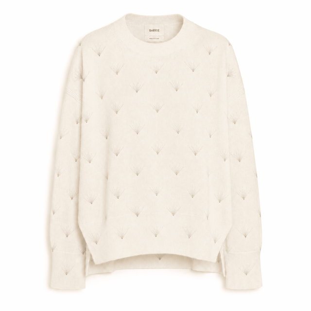 Oversize round-neck sweater in cashmere with sparkling embroidery  | Barrie - Barrie